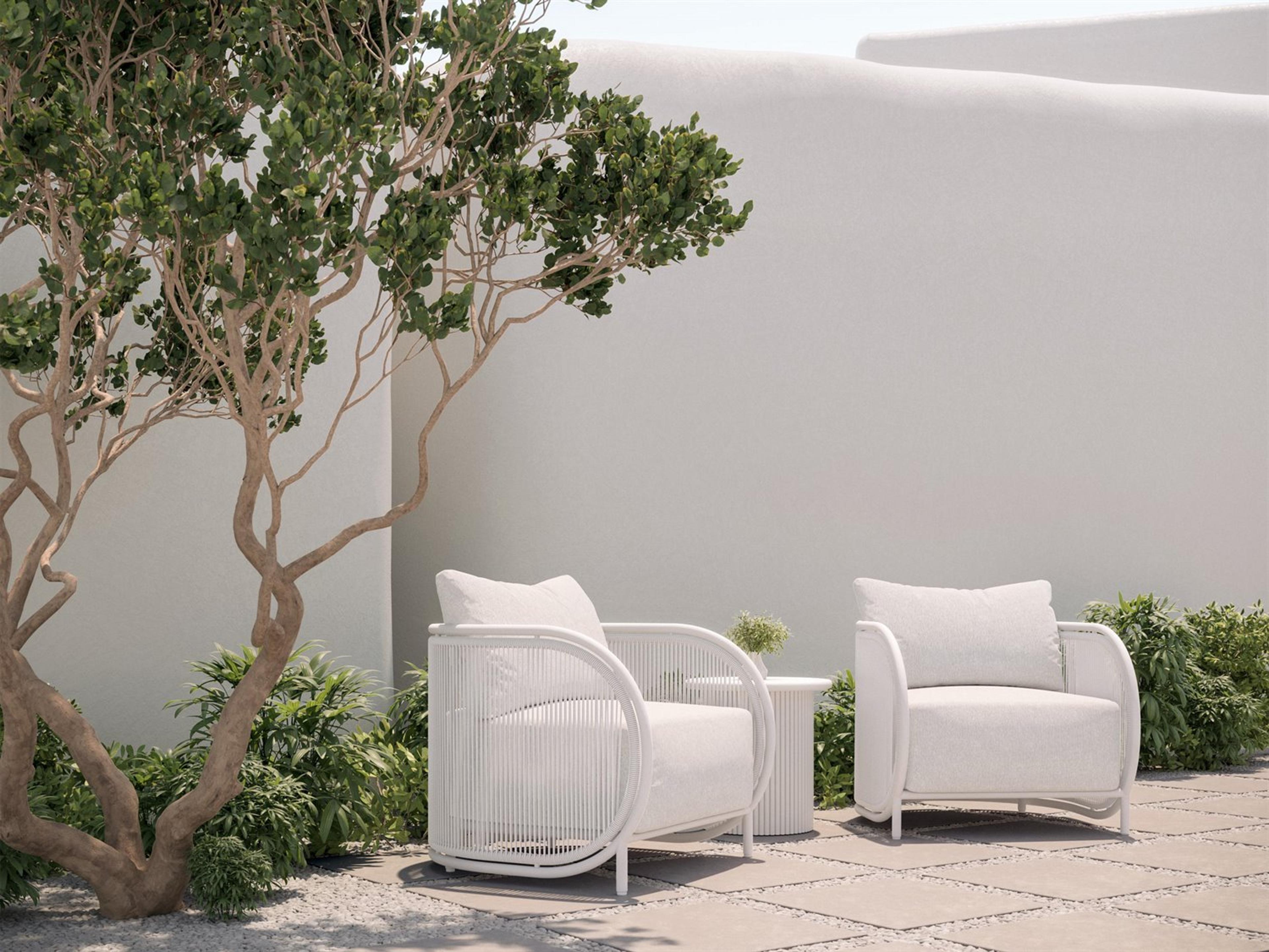 Kamari White Mist All-Weather Rope Outdoor Patio Lounge Set with Cloud Cushion