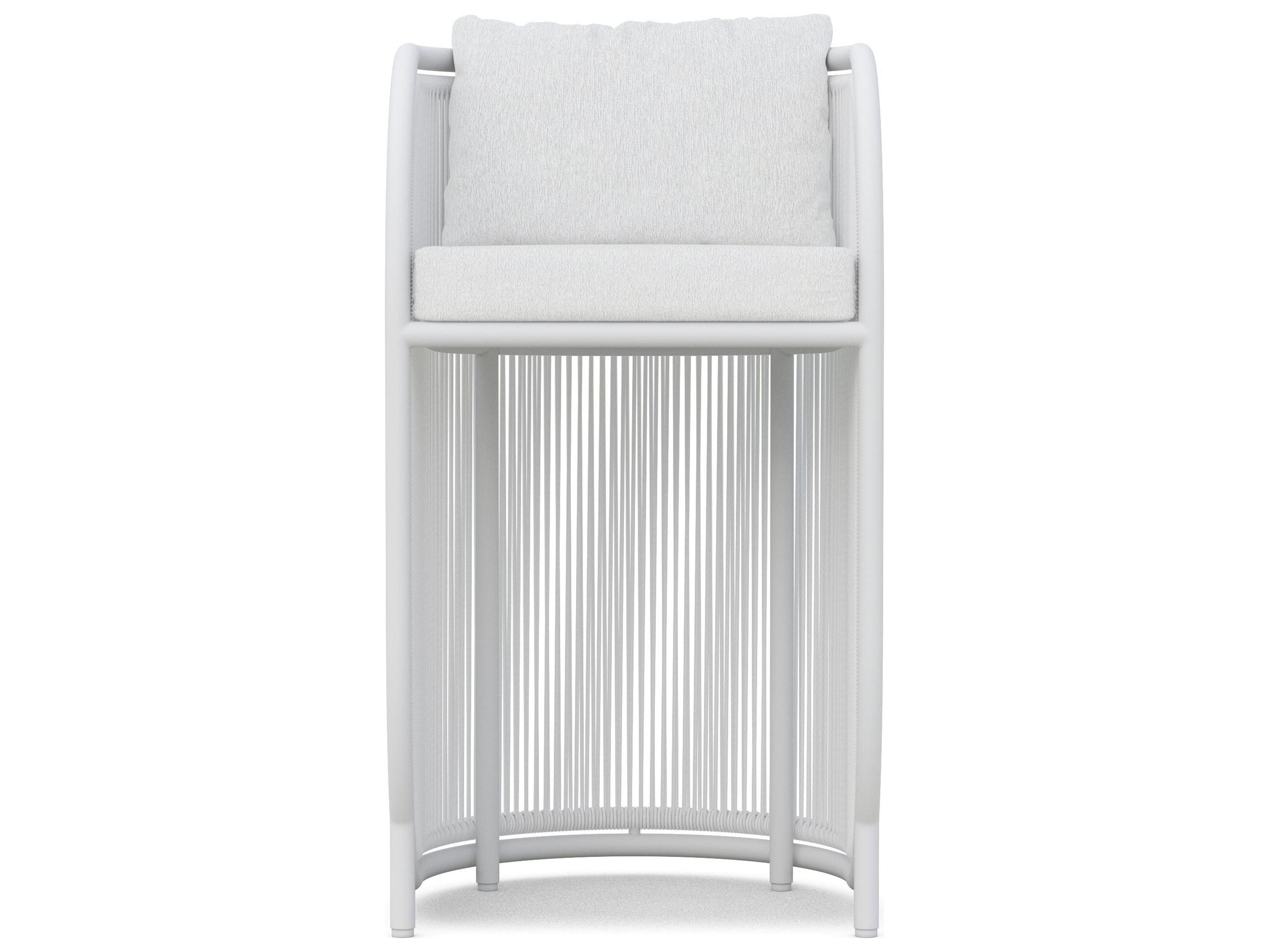 Azzurro Living Kamari White Mist All-Weather Rope Patio Bar Stool with Cloud Cushion