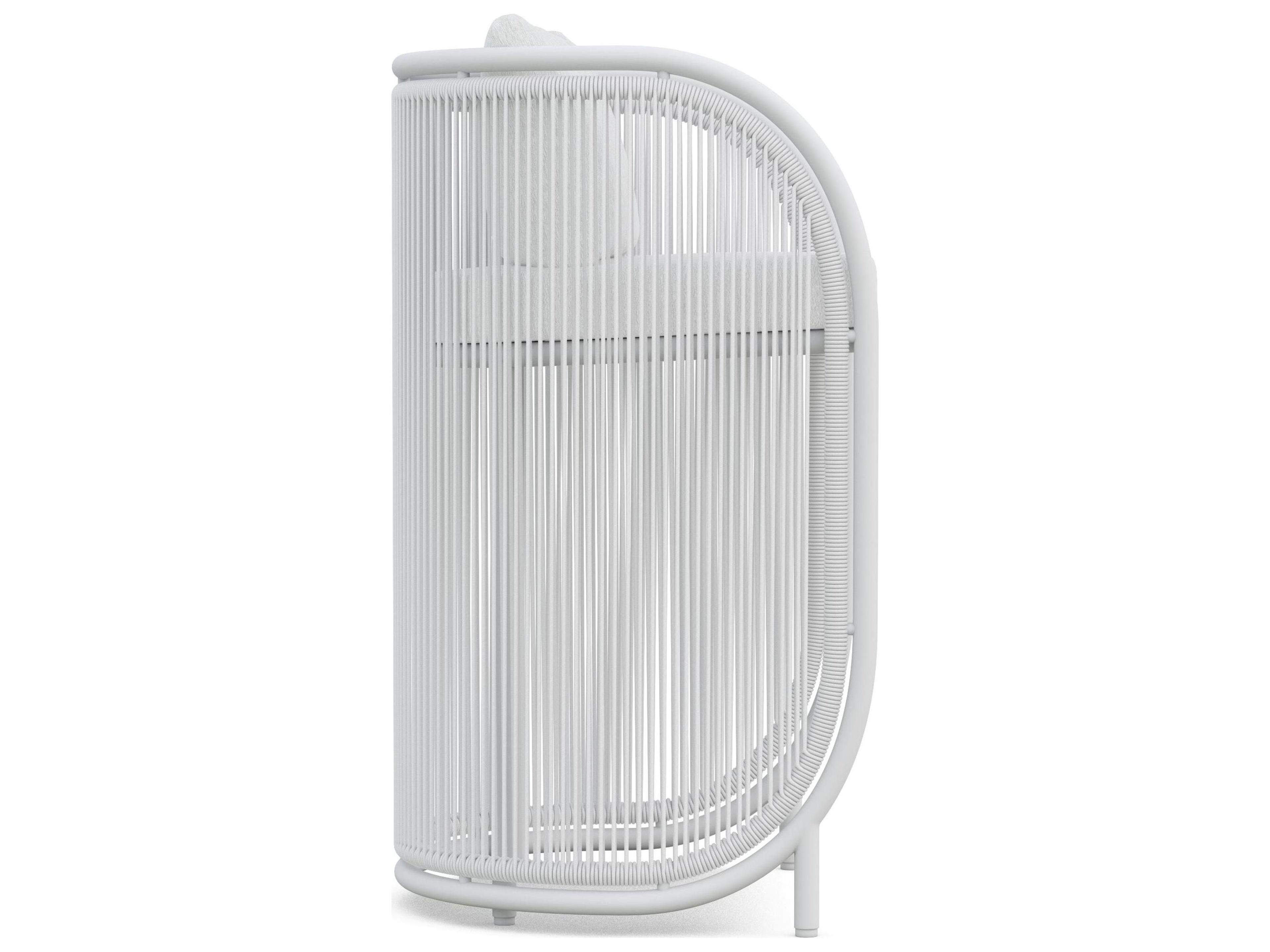 Azzurro Living Kamari White Mist All-Weather Rope Patio Bar Stool with Cloud Cushion