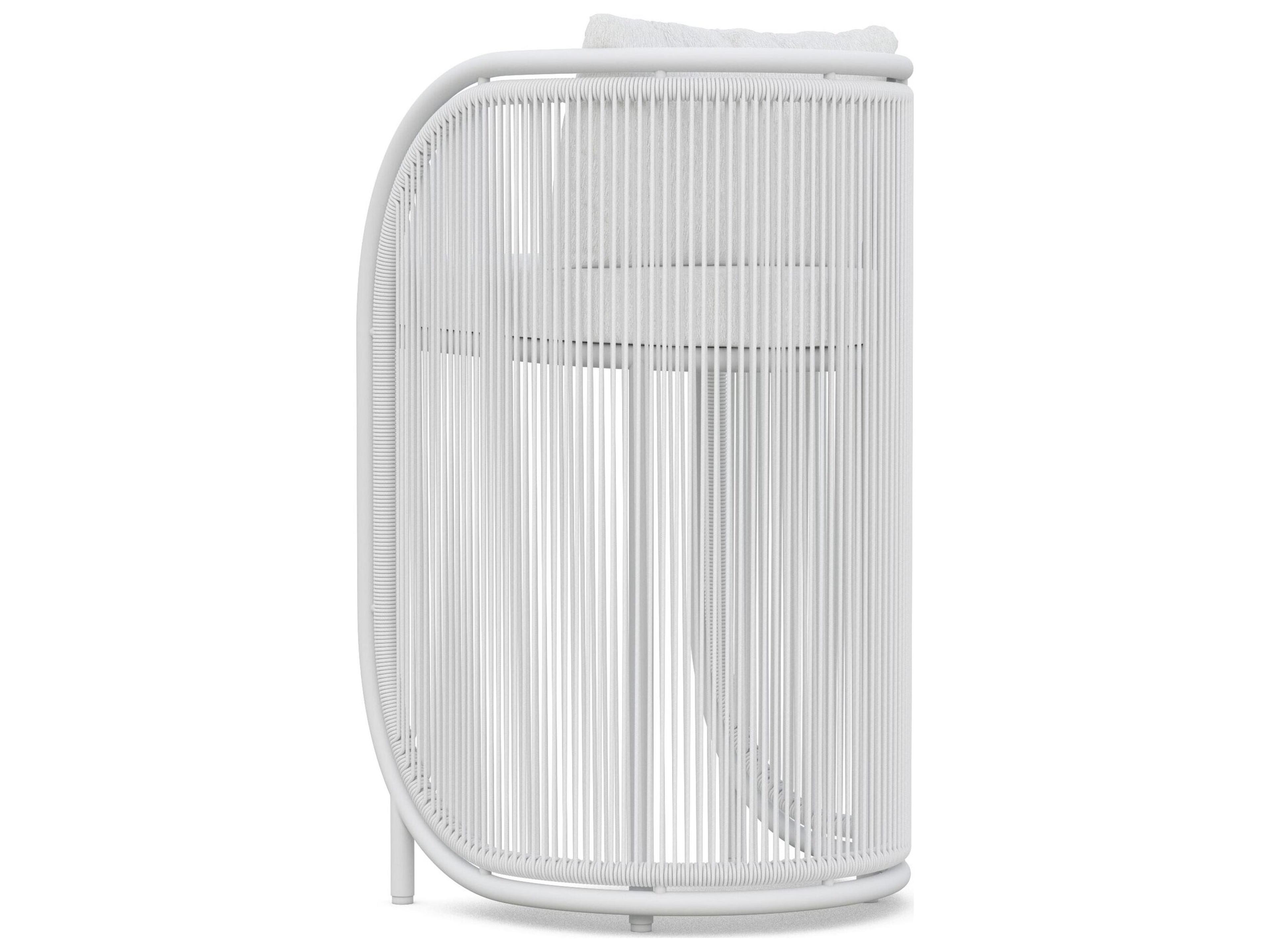 Azzurro Living Kamari White Mist All-Weather Rope Patio Bar Stool with Cloud Cushion