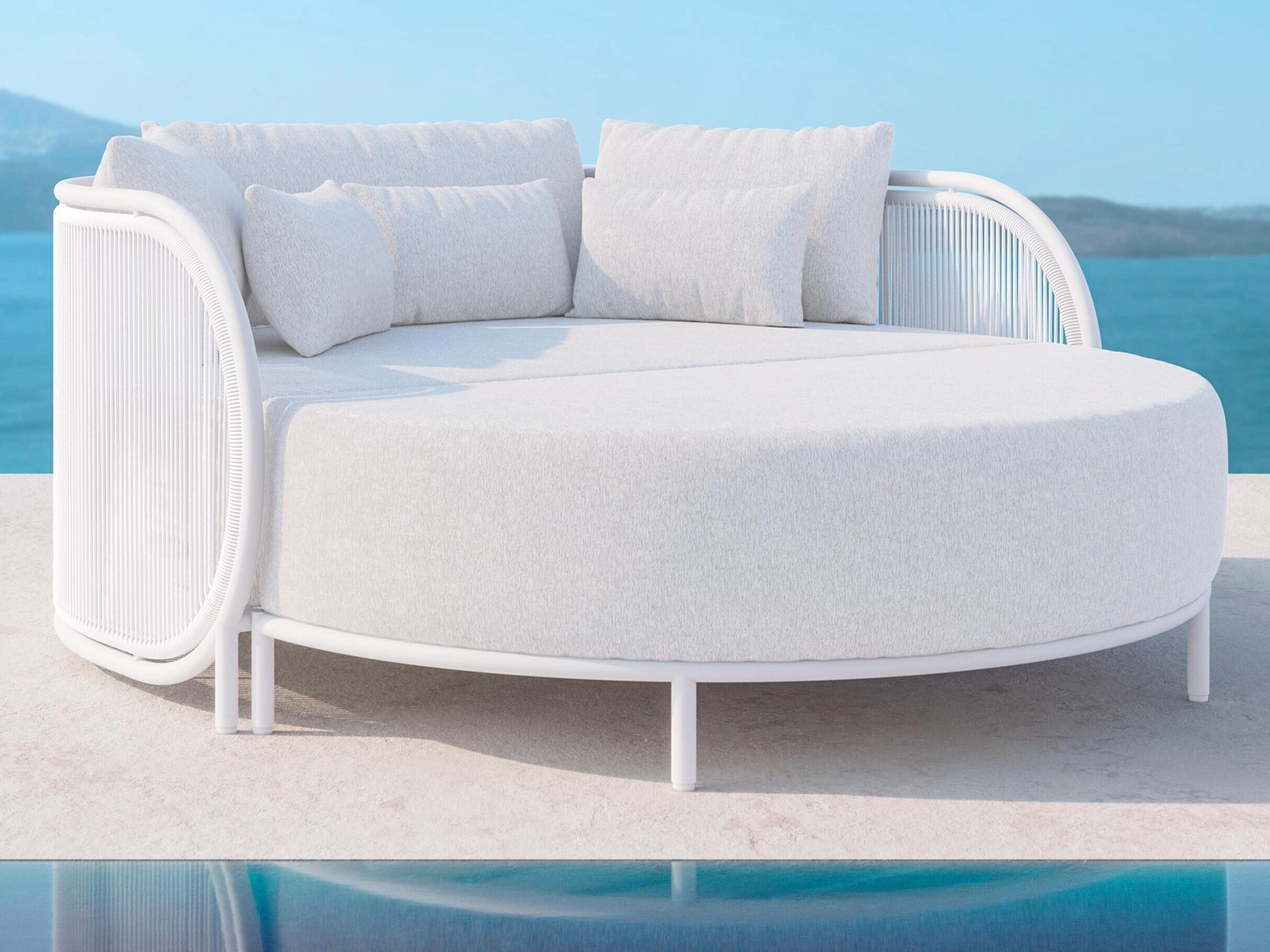 Azzurro Living Kamari White Mist All-Weather Rope Patio Daybed with Cloud Cushion