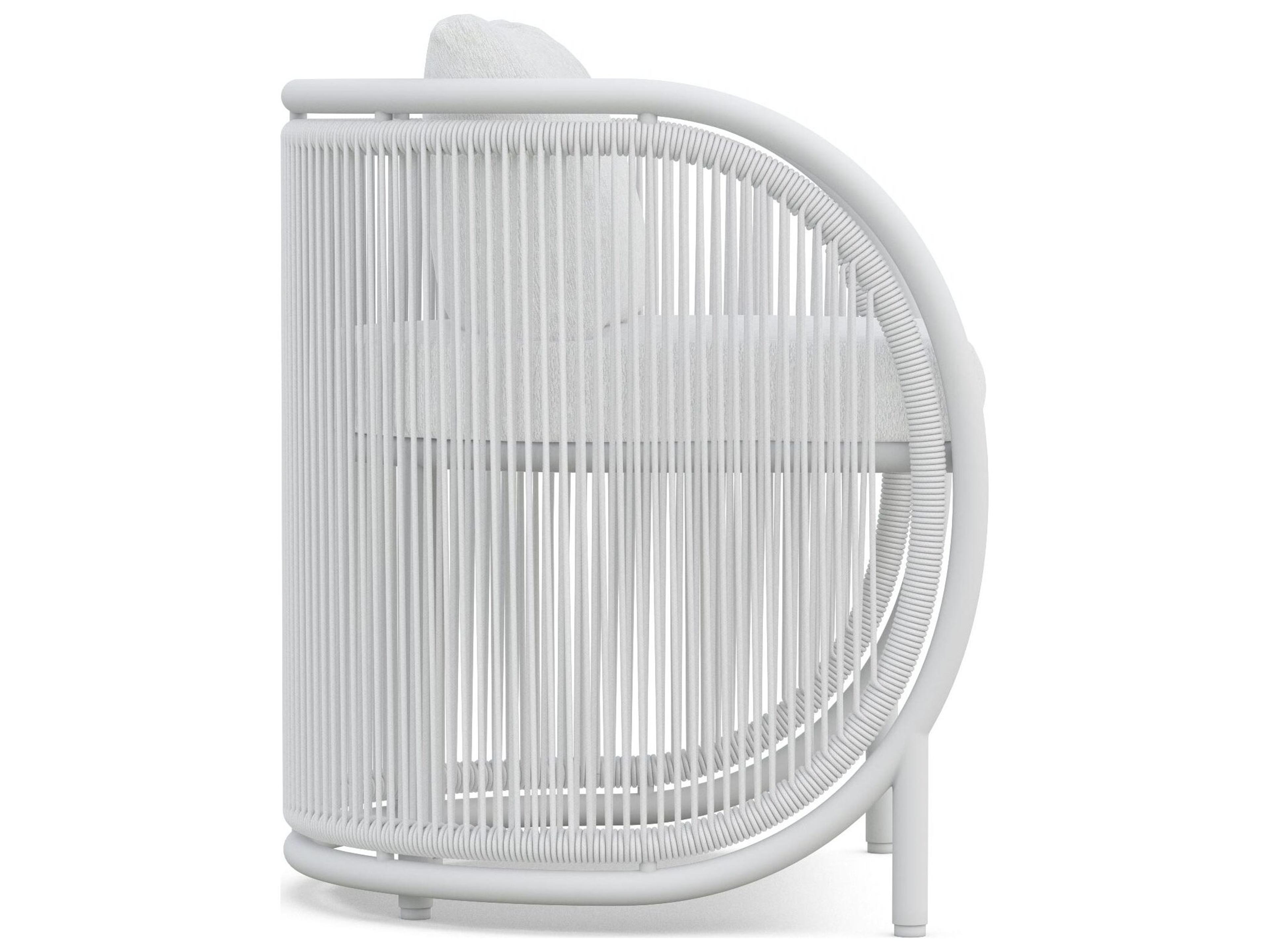 Azzurro Living Kamari White Mist All-Weather Rope Outdoor Dining Arm Chair with Cloud Cushion