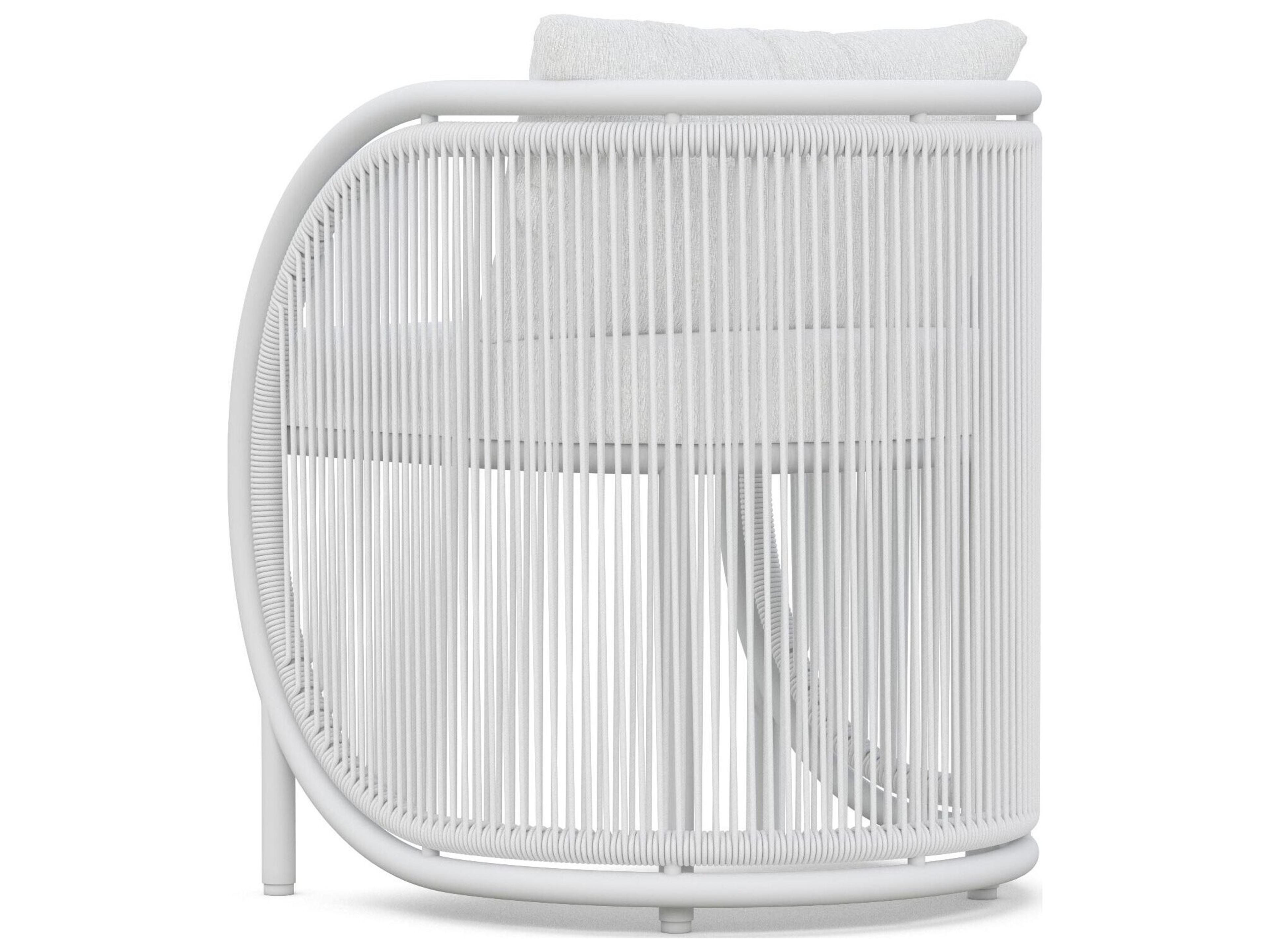 Azzurro Living Kamari White Mist All-Weather Rope Outdoor Dining Arm Chair with Cloud Cushion