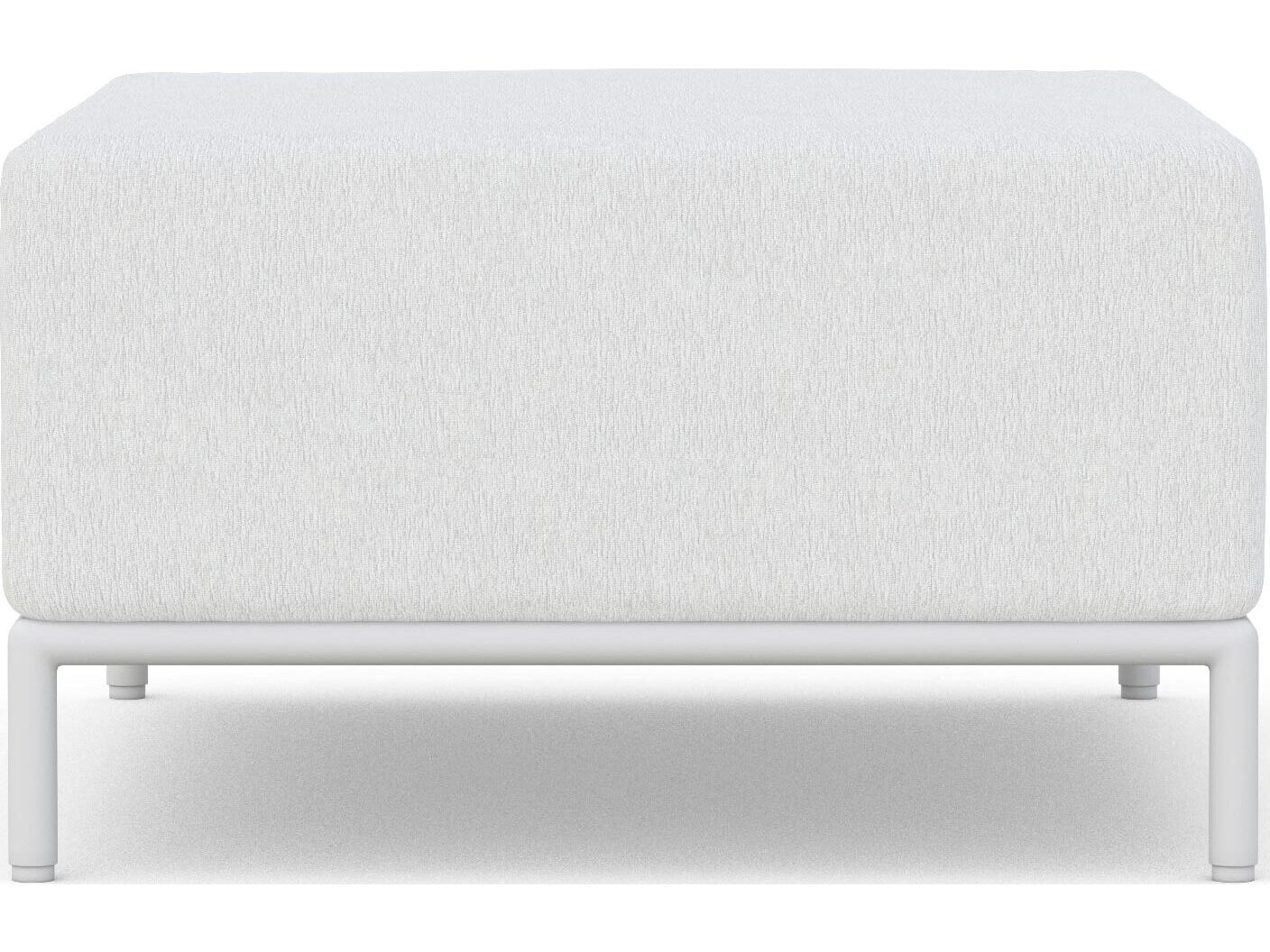 Azzurro Living Kamari White Mist All-Weather Rope Outdoor Patio Ottoman with Cloud Cushion