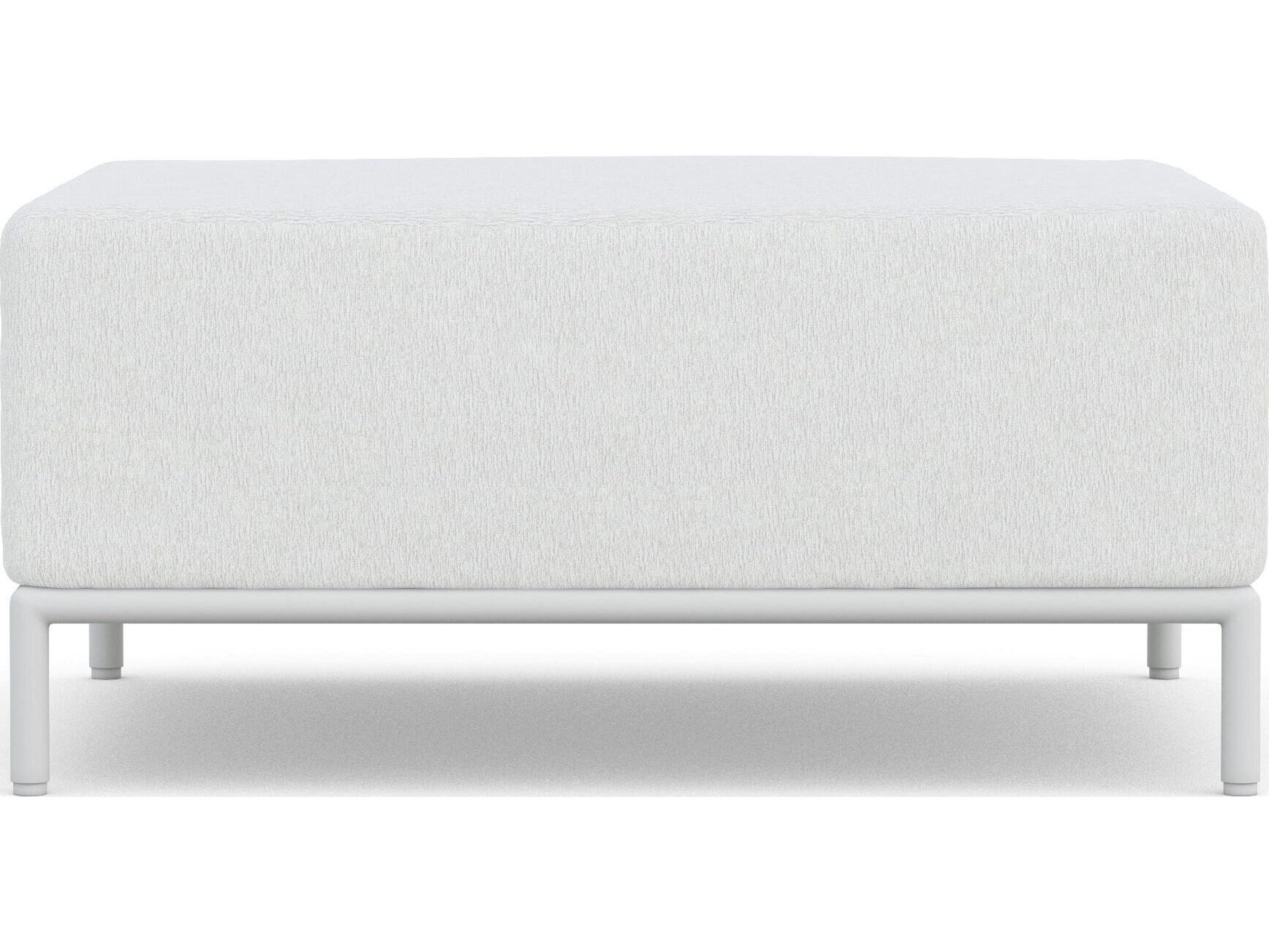 Azzurro Living Kamari White Mist All-Weather Rope Outdoor Patio Ottoman with Cloud Cushion