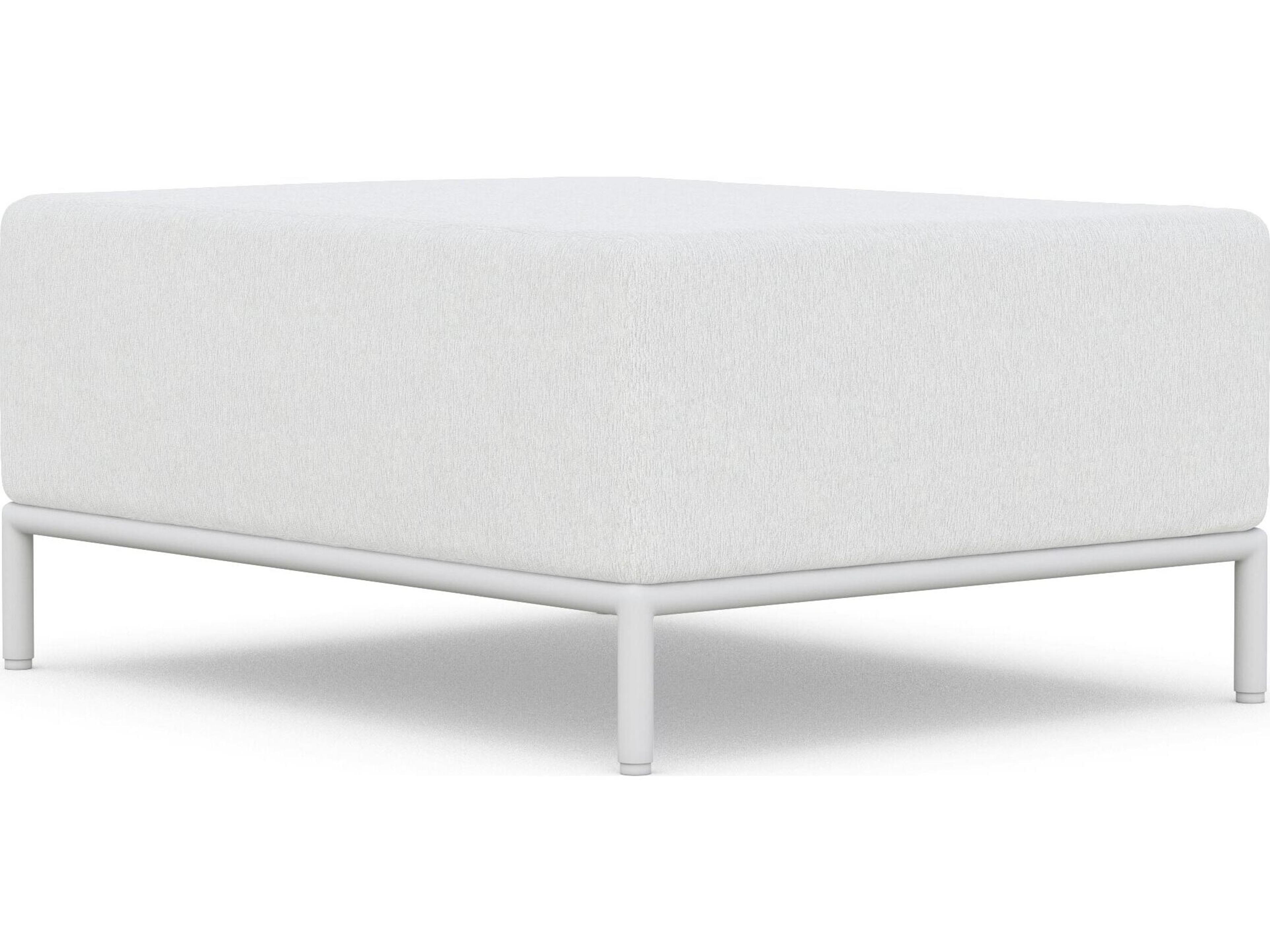 Azzurro Living Kamari White Mist All-Weather Rope Outdoor Patio Ottoman with Cloud Cushion