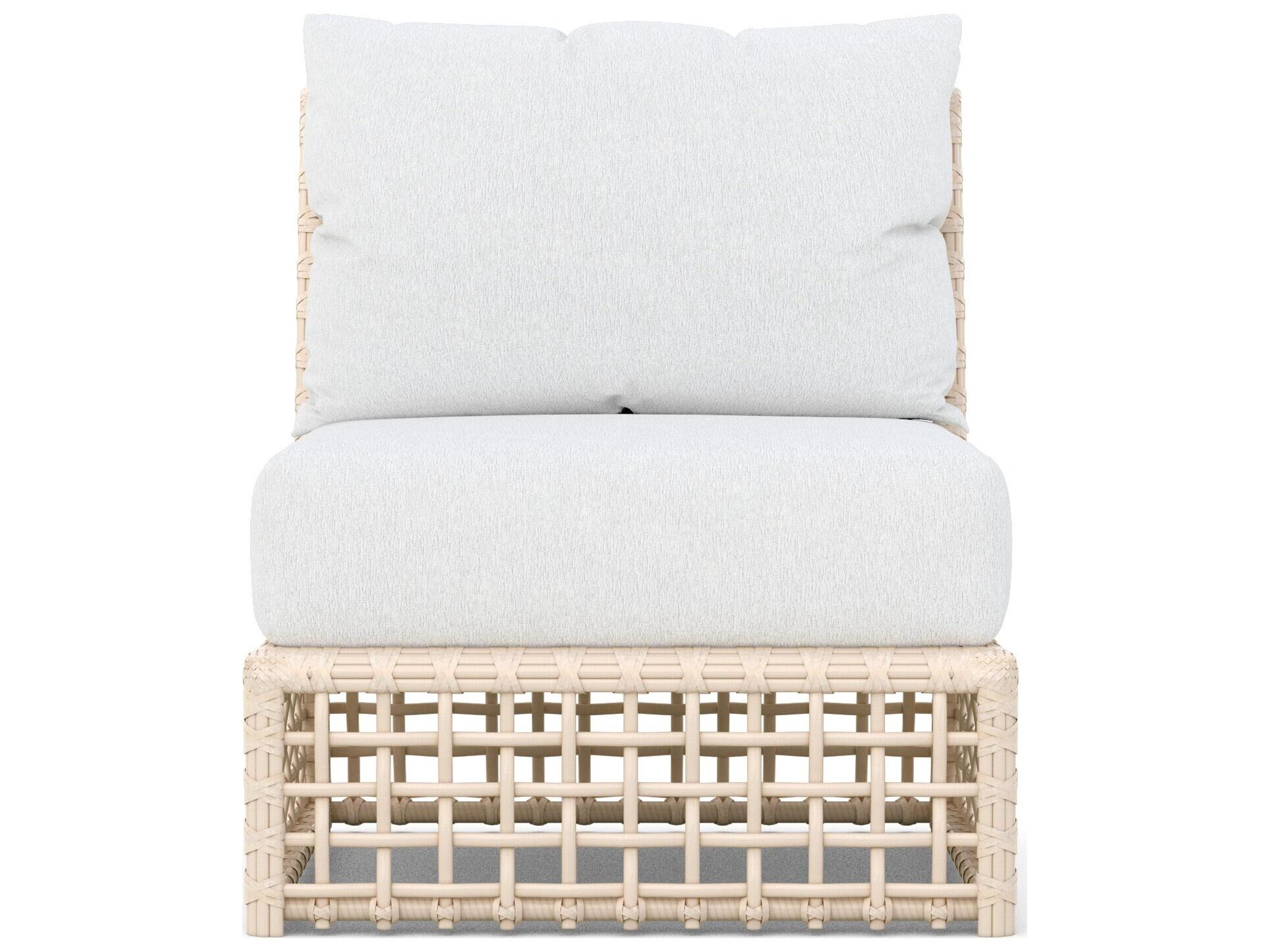Azzurro Living Kiawah Almond All-Weather Wicker Modular Outdoor Lounge Chair with Cloud Cushion