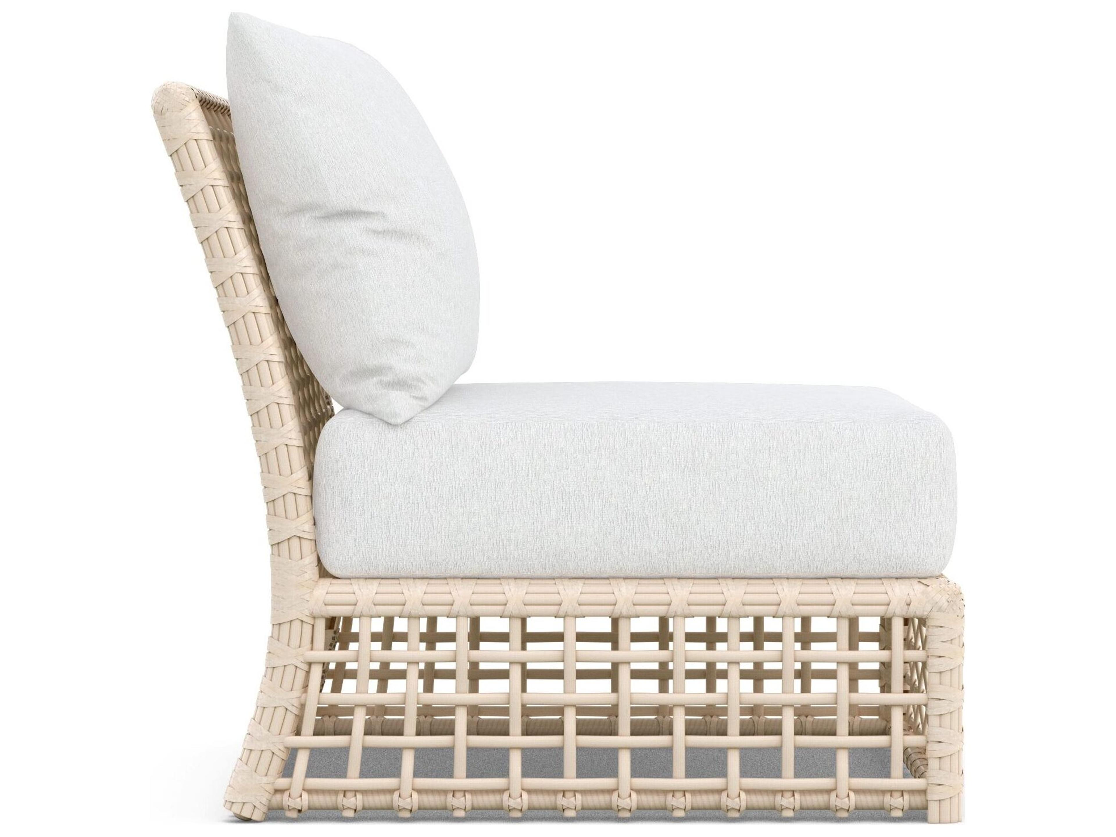Azzurro Living Kiawah Almond All-Weather Wicker Modular Outdoor Lounge Chair with Cloud Cushion