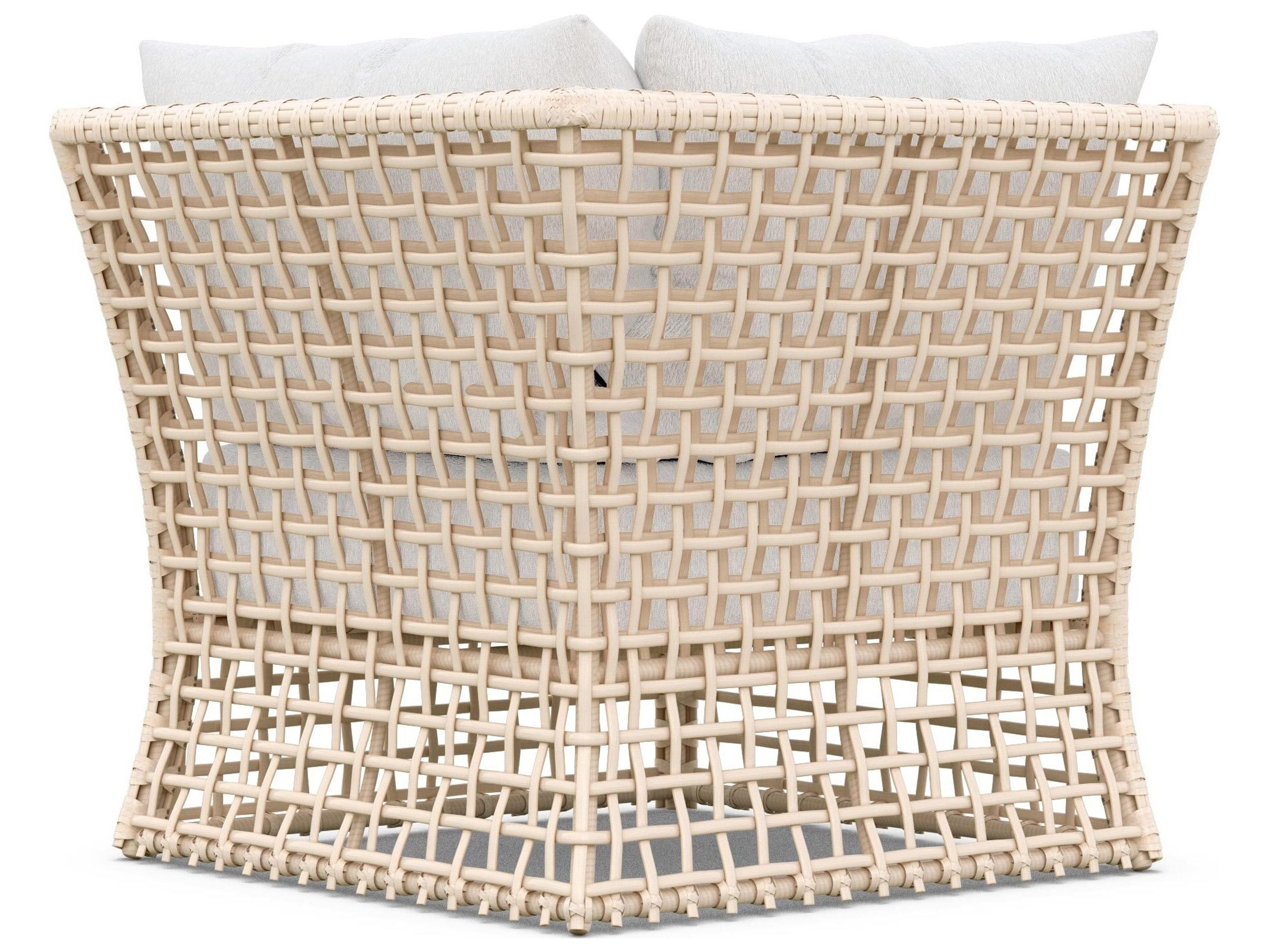 Azzurro Living Kiawah Almond All-Weather Wicker Corner Outdoor Patio Lounge Chair with Cloud Cushion