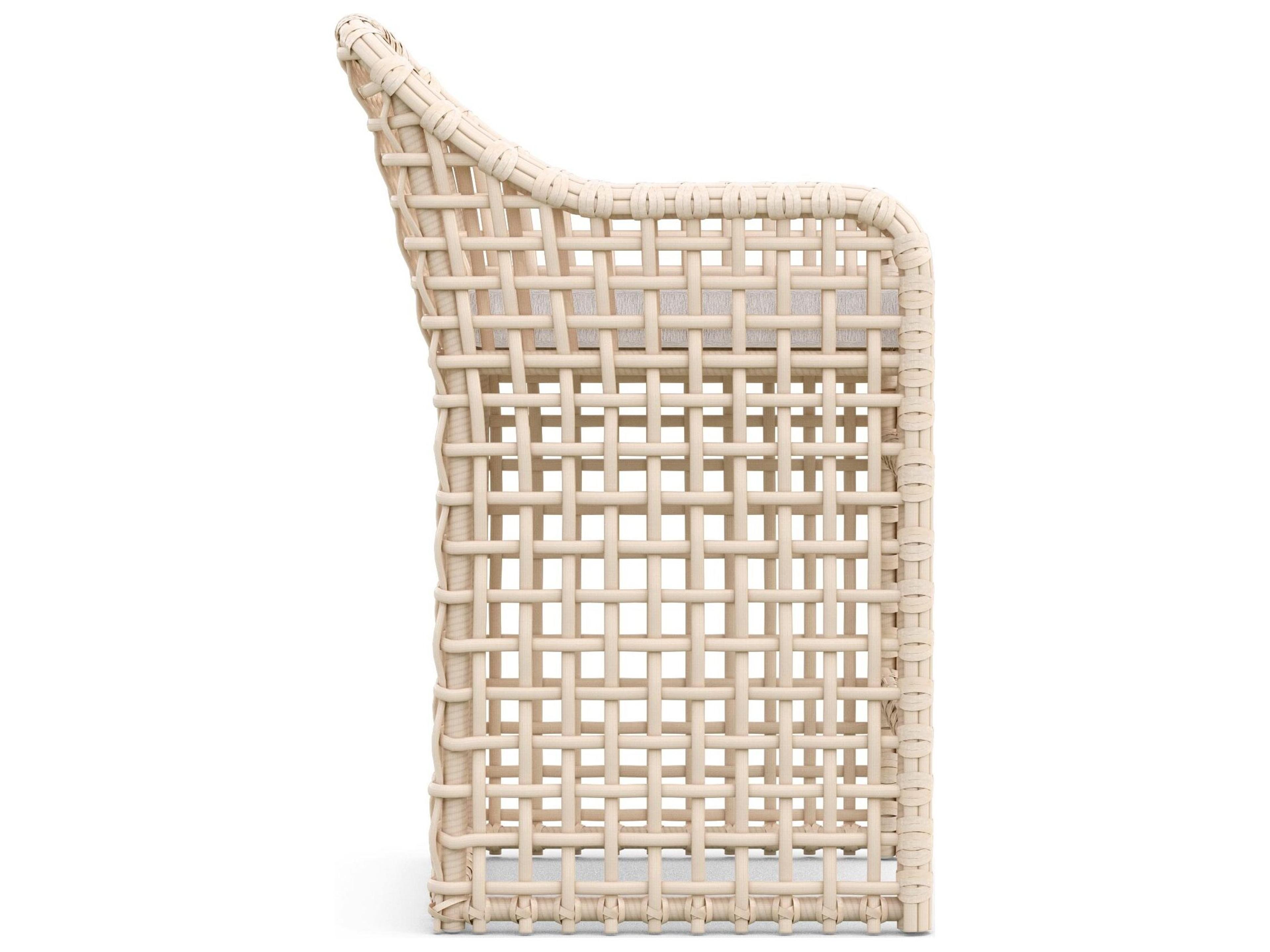 Azzurro Living Kiawah Almond All-Weather Wicker Outdoor Counter Stool with Cloud Cushion