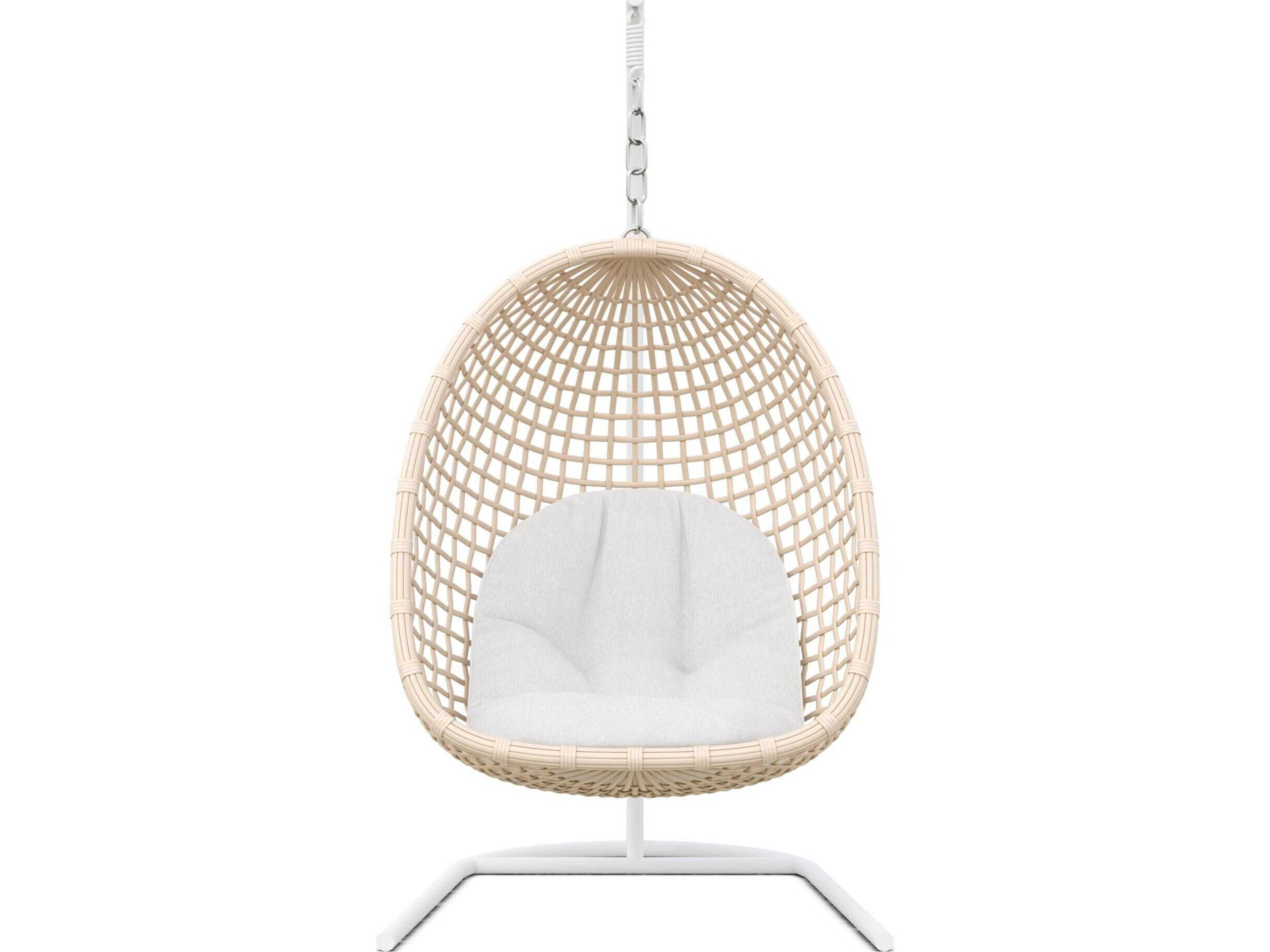 Azzurro Living Kiawah Matte White Aluminum Rope Cushion Swing