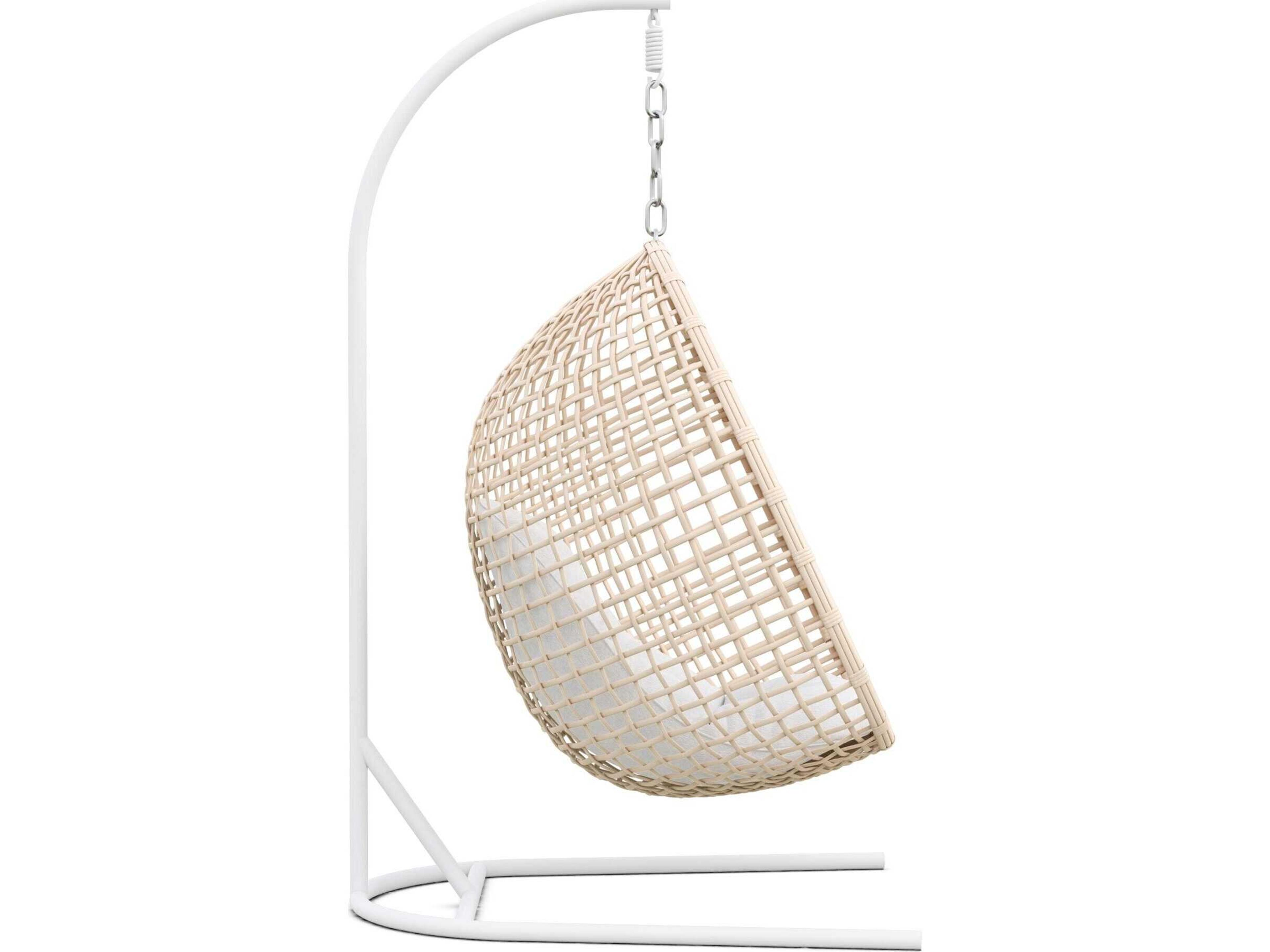 Azzurro Living Kiawah Matte White Aluminum Rope Cushion Swing