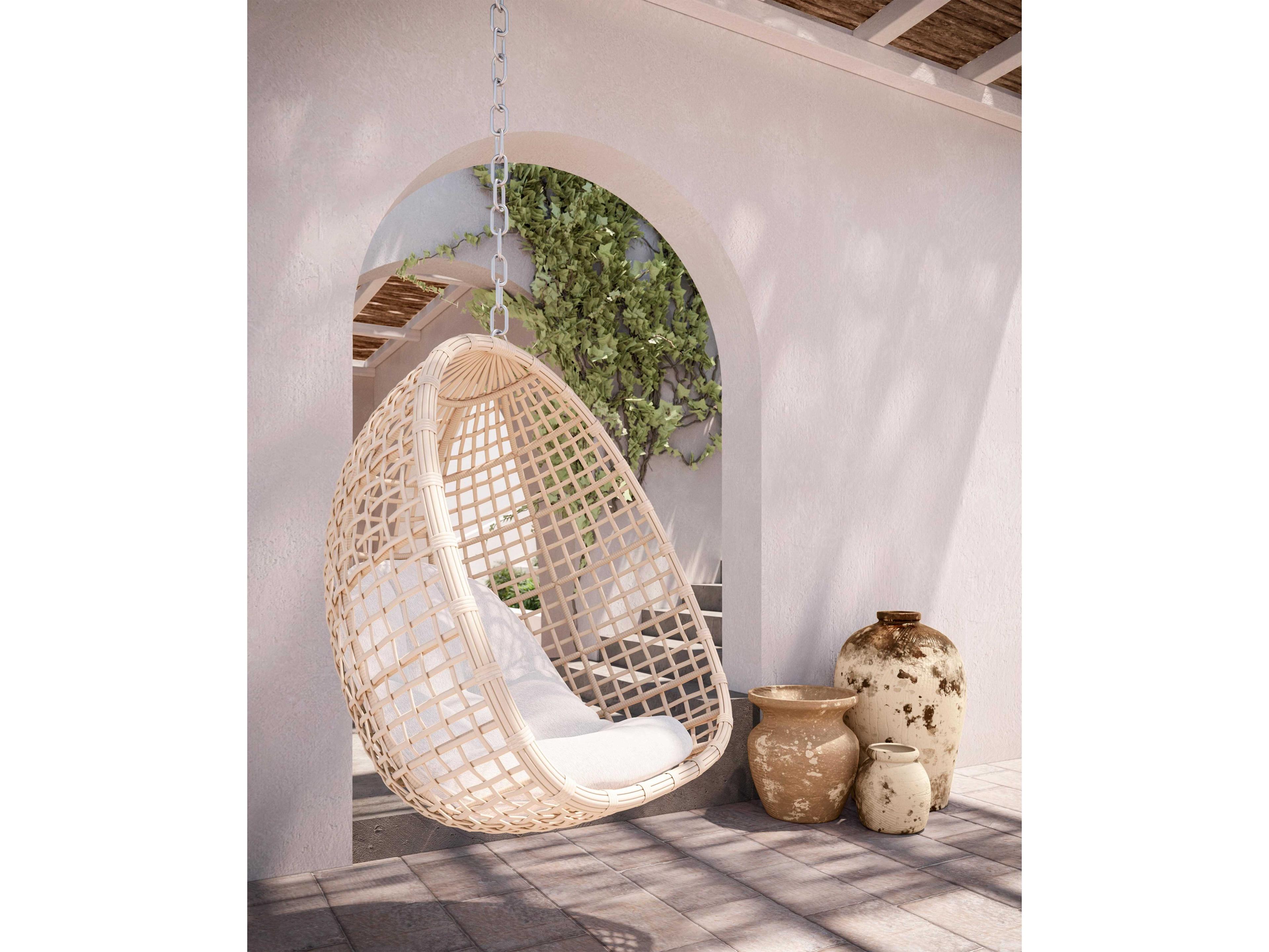 Azzurro Living Kiawah Matte White Aluminum Rope Cushion Swing