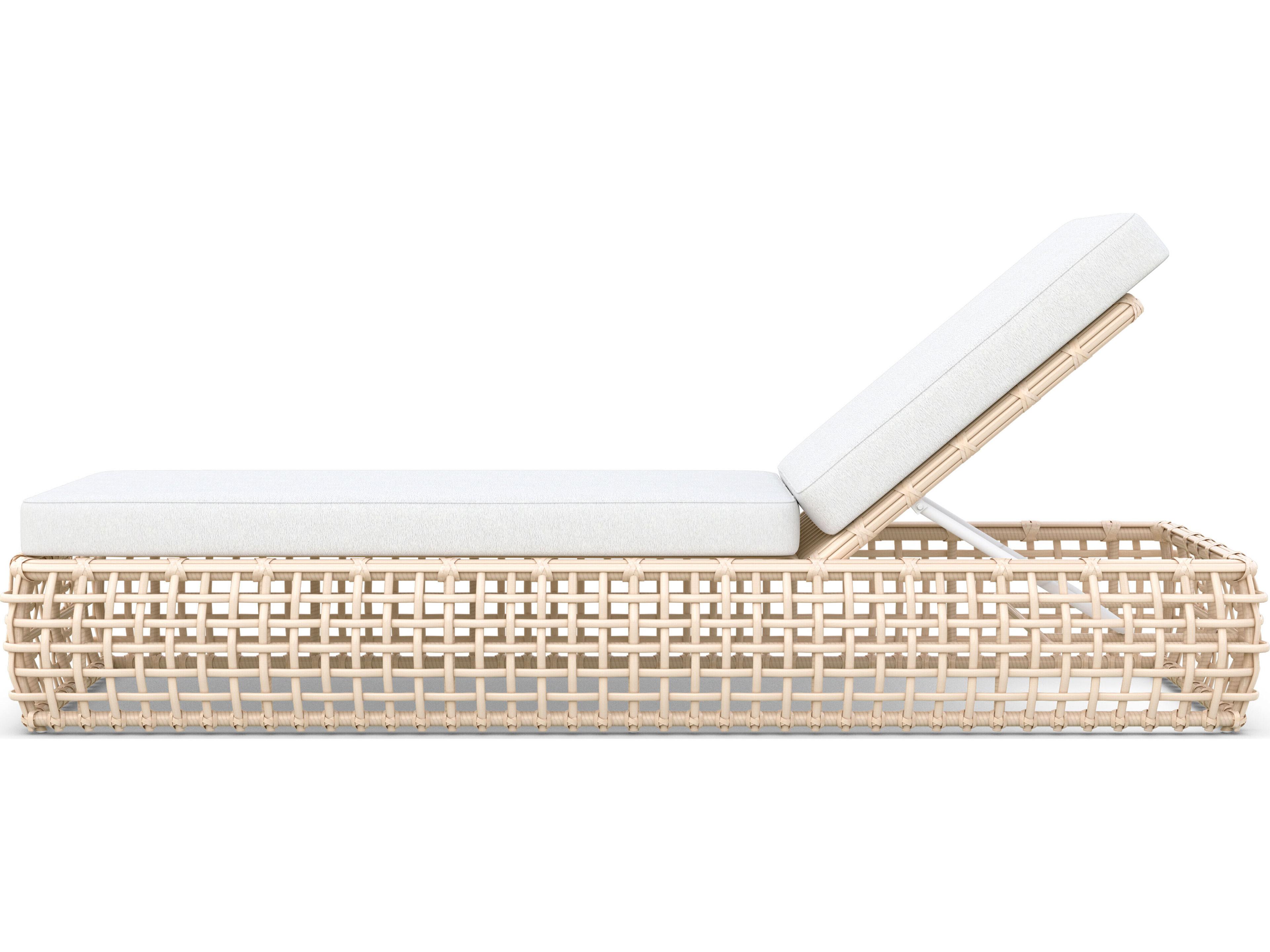 Azzurro Living Kiawah Almond All-Weather Wicker Outdoor Patio Chaise Lounge with Cloud Cushion