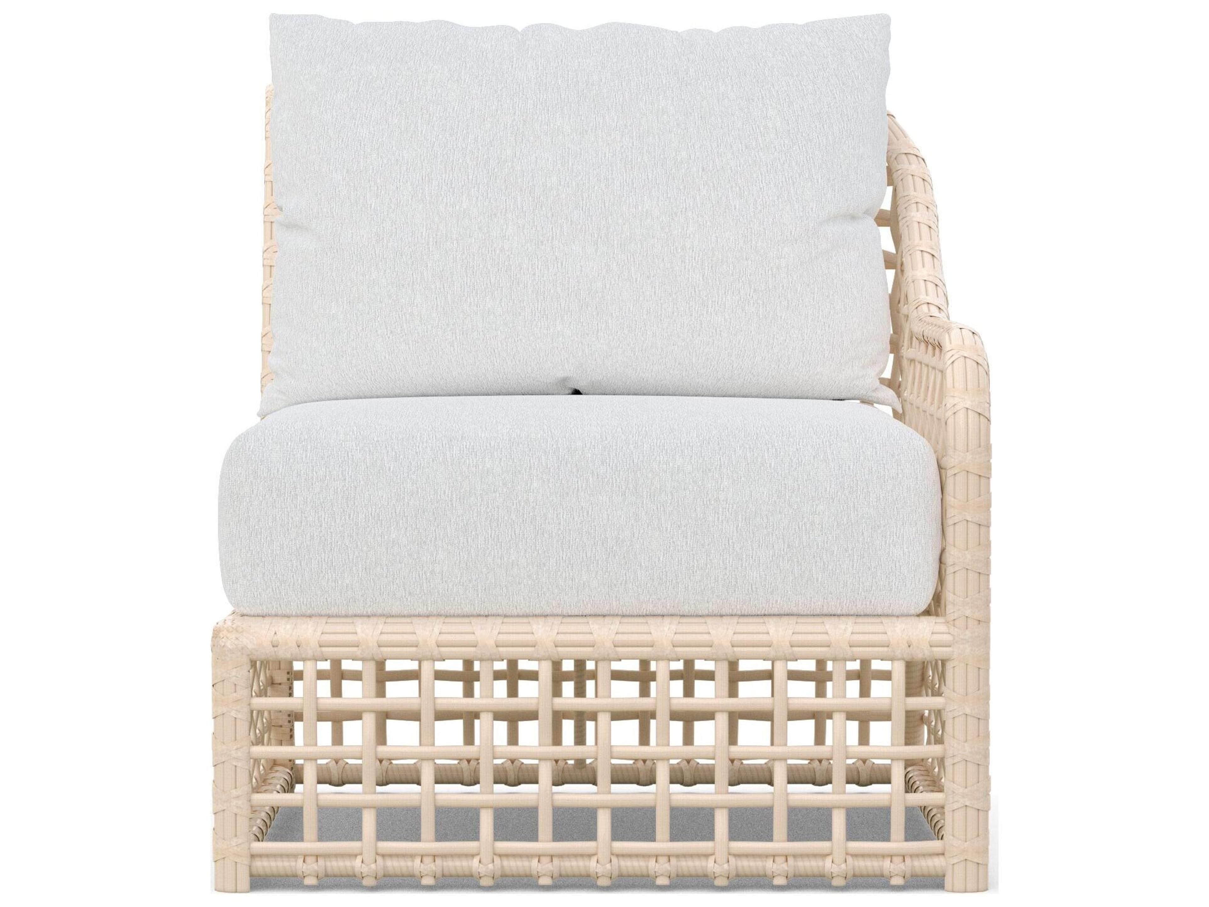 Azzurro Living Kiawah Almond All-Weather Wicker Left Arm Patio Lounge Chair with Cloud Cushion