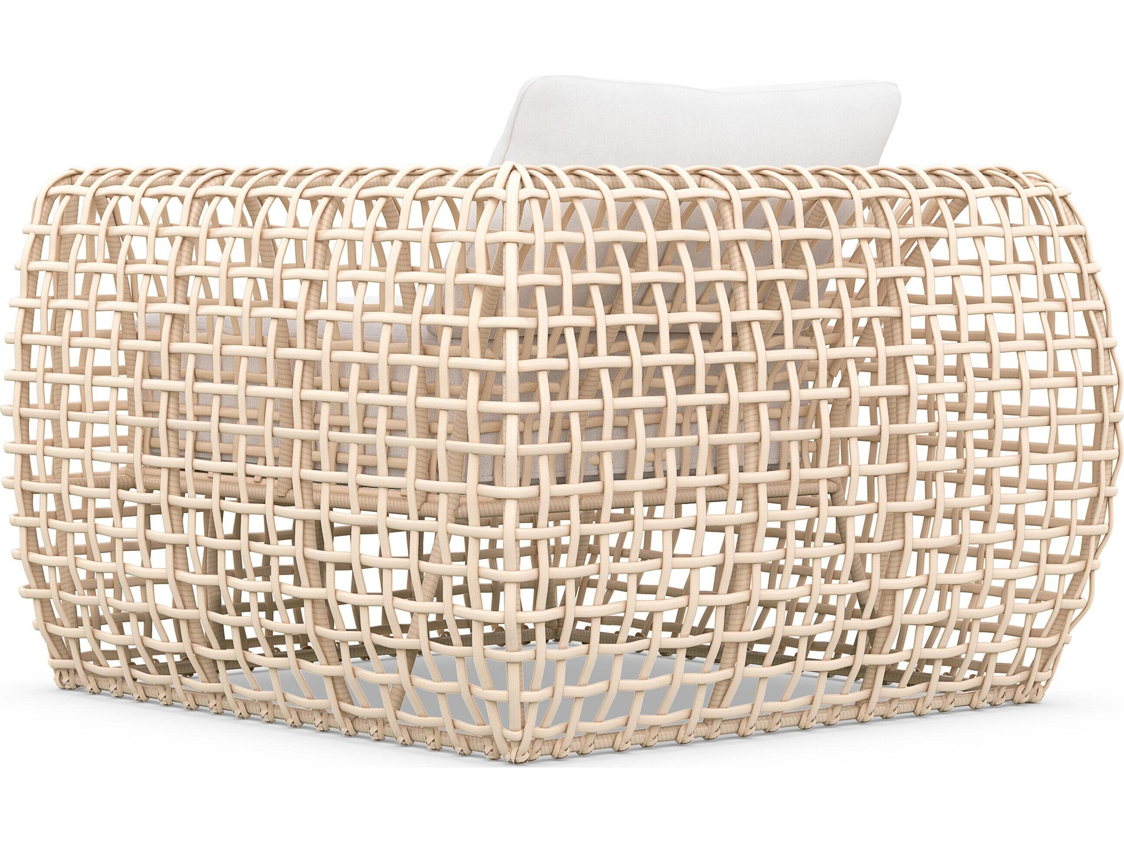Azzurro Living Kiawah Almond All-Weather Wicker Sofa with Cloud Cushion