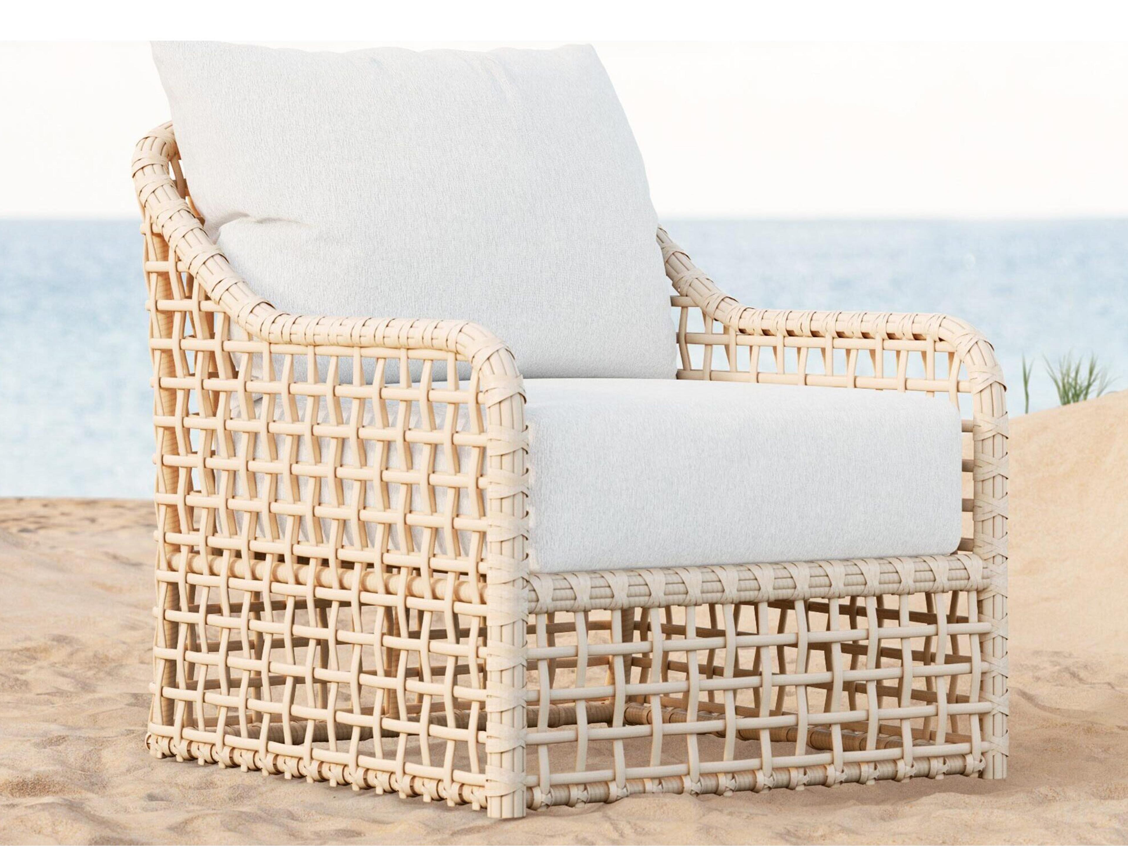 Azzurro Living Kiawah Almond All-Weather Wicker Patio Lounge Chair with Cloud Cushion