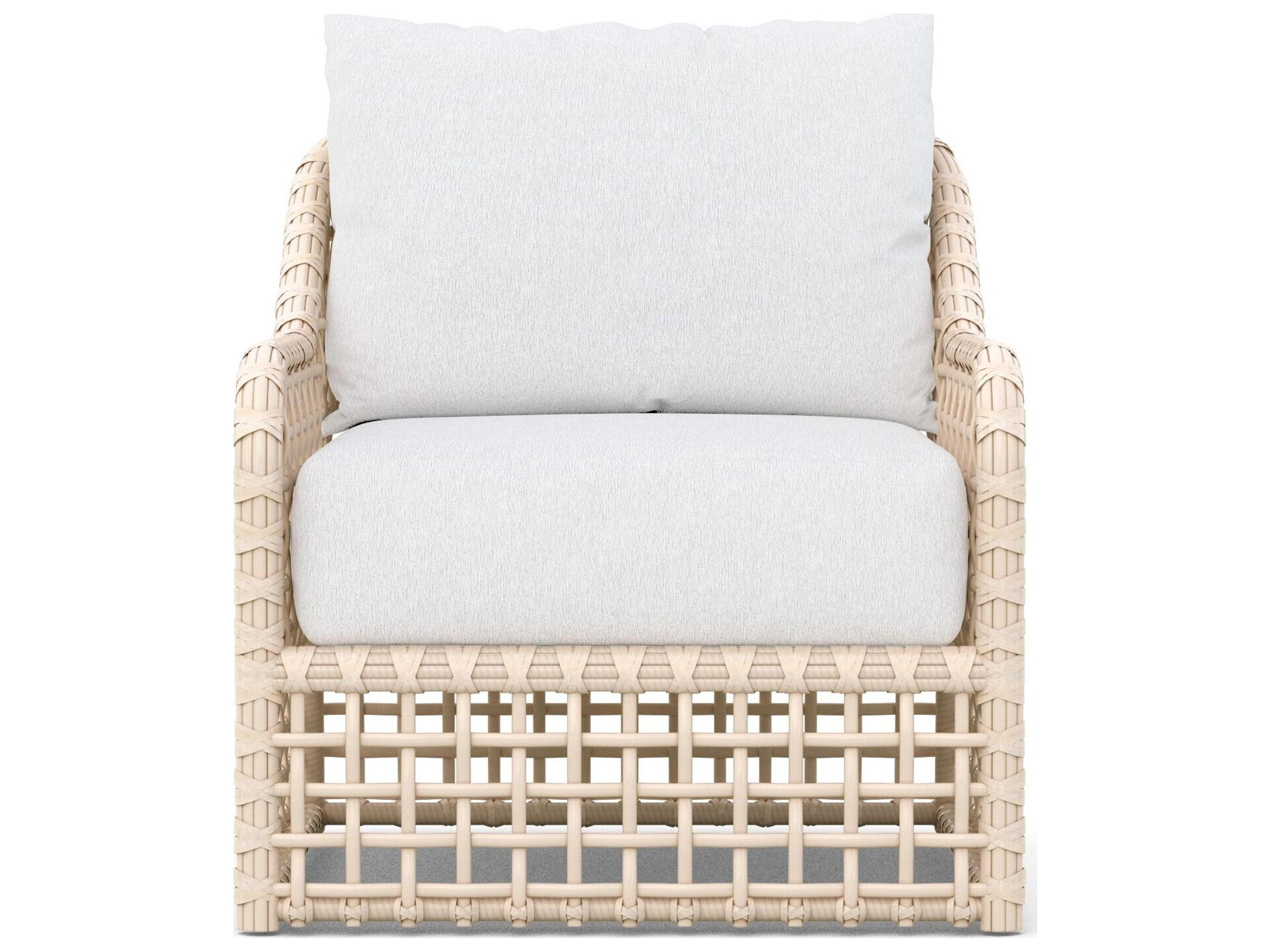 Azzurro Living Kiawah Almond All-Weather Wicker Patio Lounge Chair with Cloud Cushion
