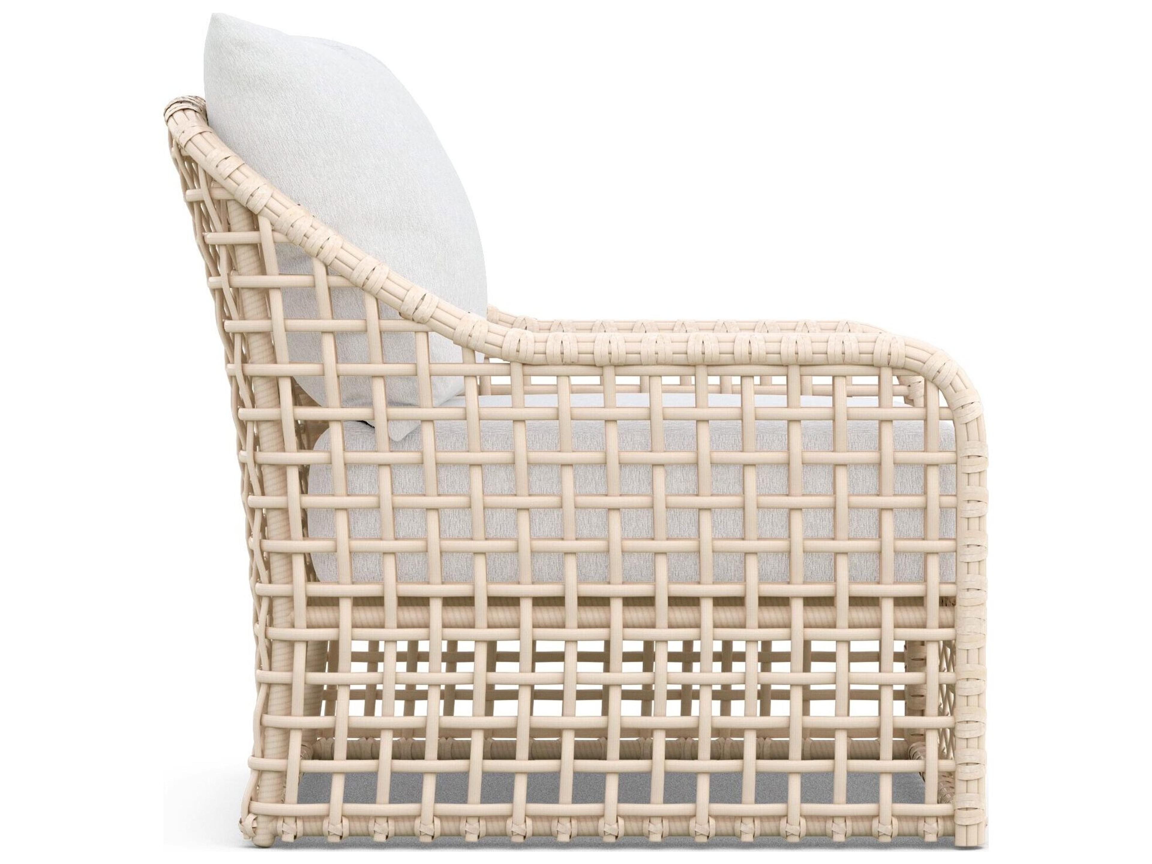 Azzurro Living Kiawah Almond All-Weather Wicker Patio Lounge Chair with Cloud Cushion