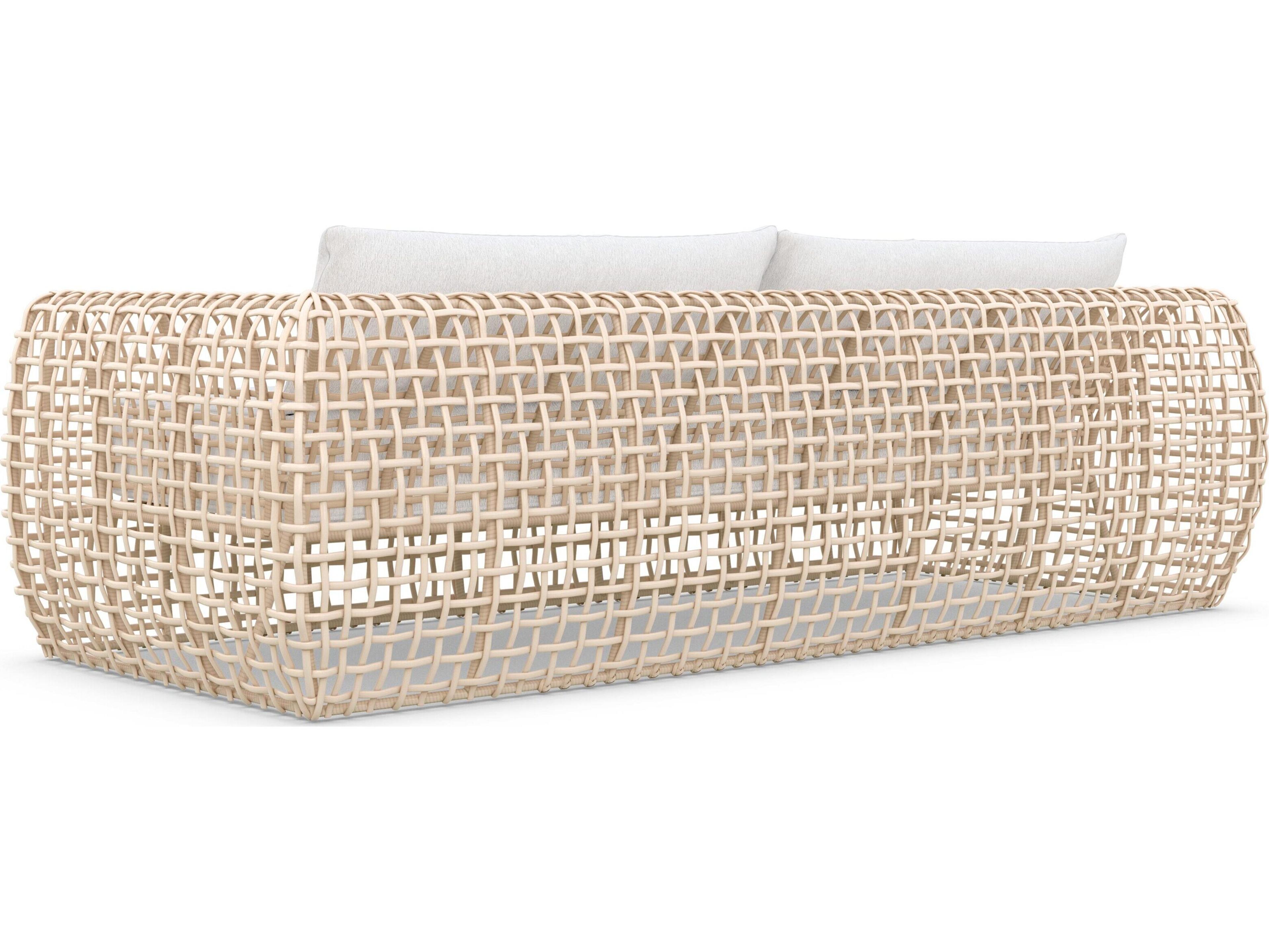 Azzurro Living Kiawah Almond All-Weather Wicker Outdoor Patio Sofa with Cloud Cushion