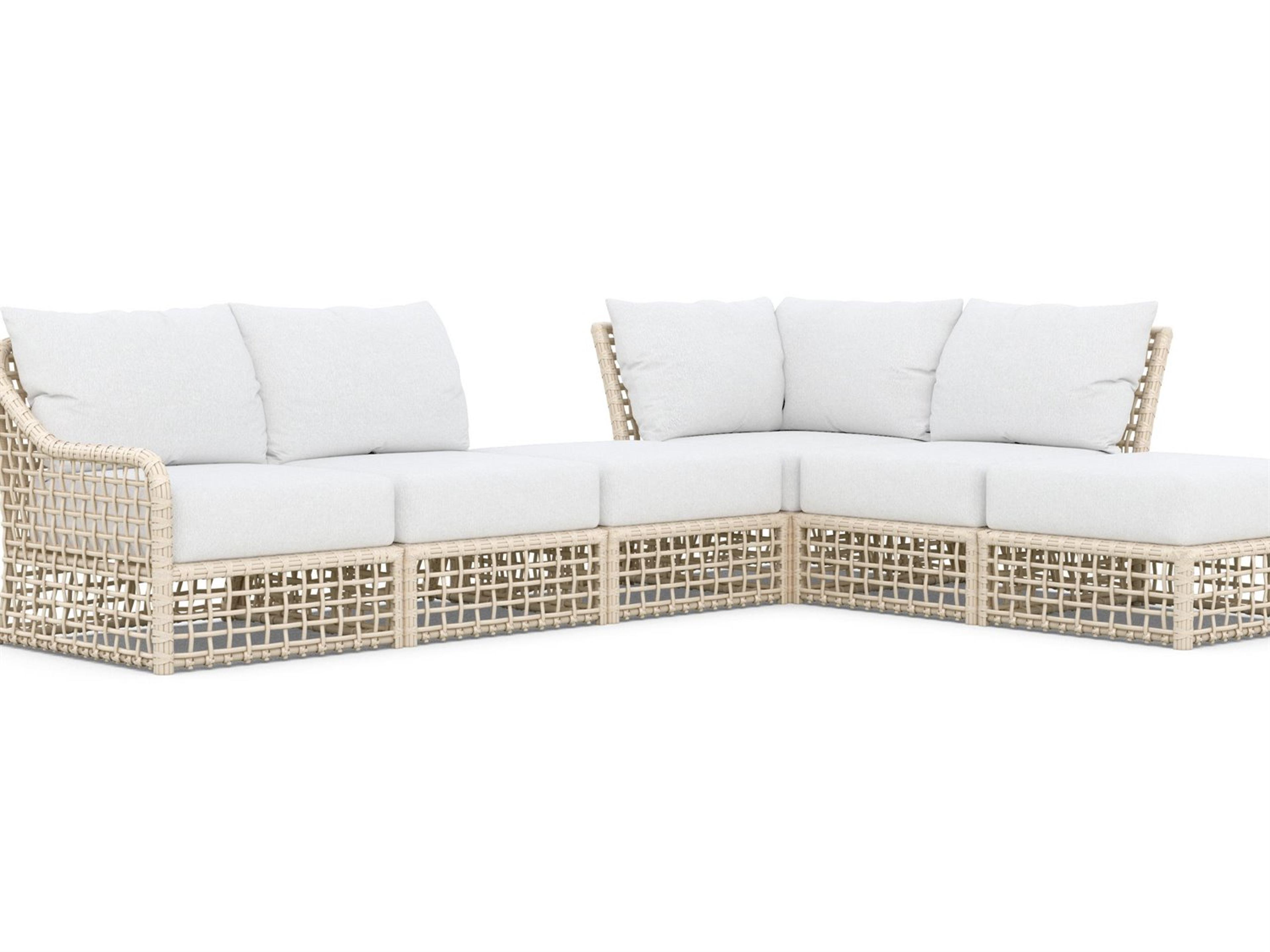 Kiawah Almond All-Weather Wicker Sectional Outdoor Patio Lounge Set