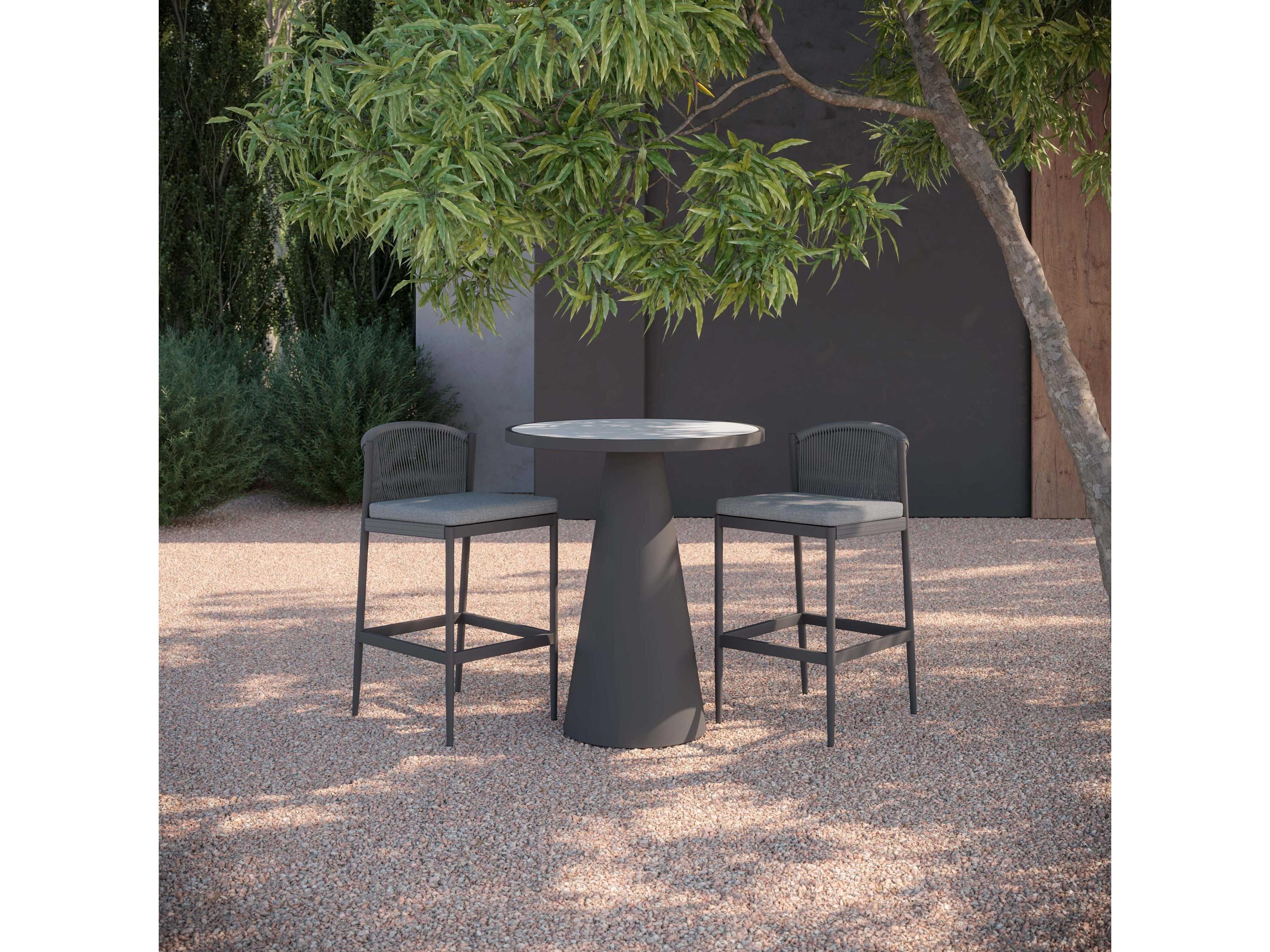 Azzurro Living Leon Matte Charcoal Aluminum Round Bar Table