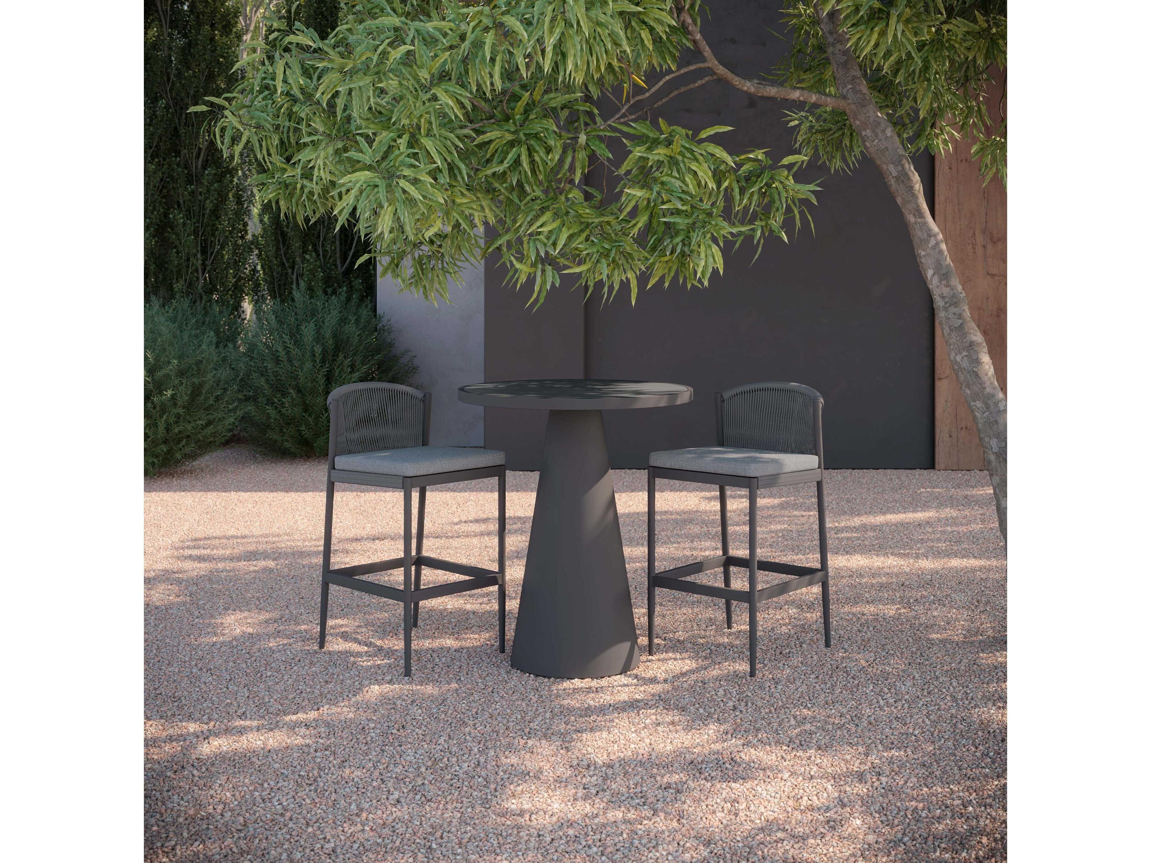 Azzurro Living Leon Matte Charcoal Aluminum Round Bar Table