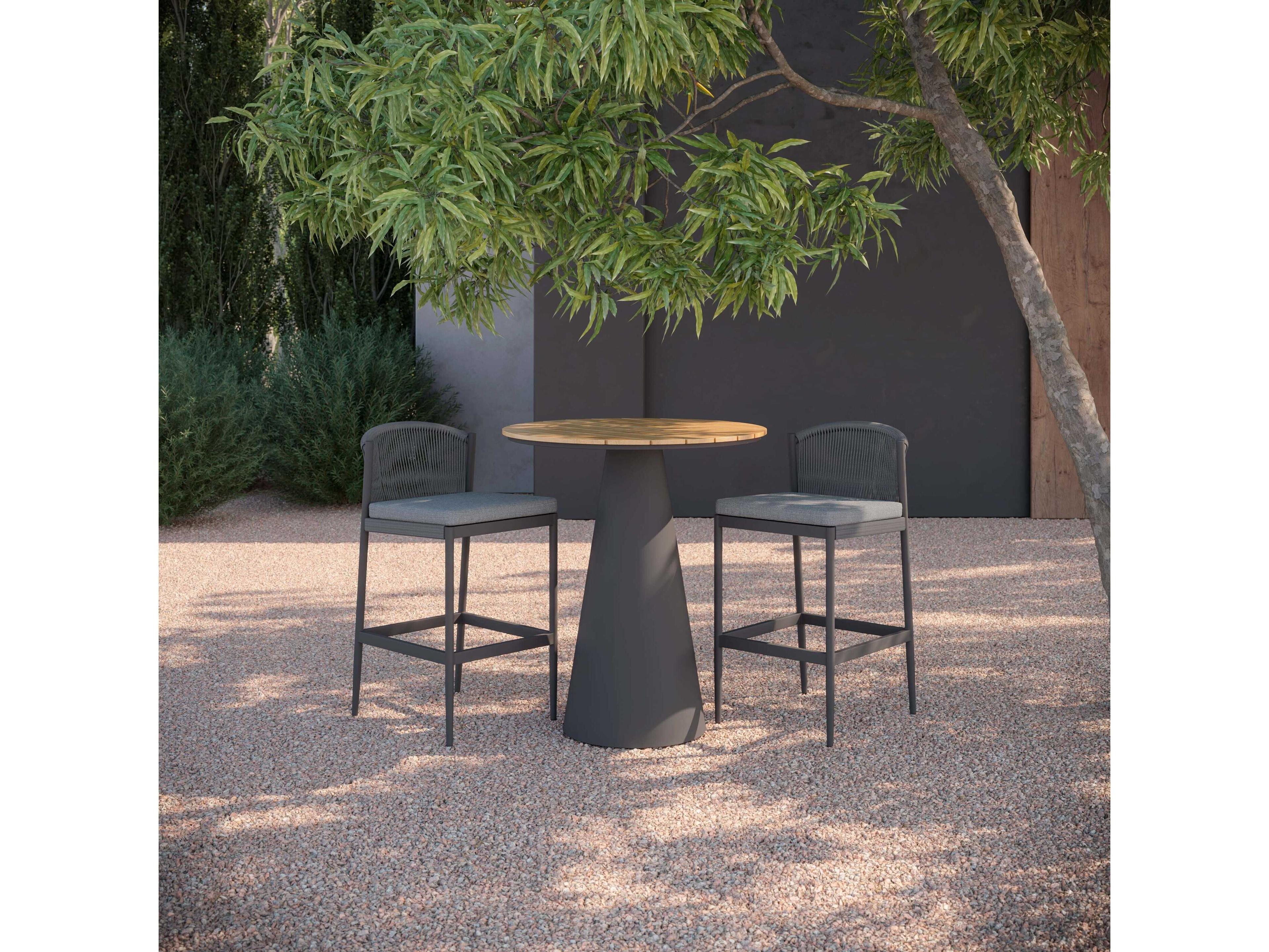 Azzurro Living Leon Matte Charcoal Aluminum Round Bar Table