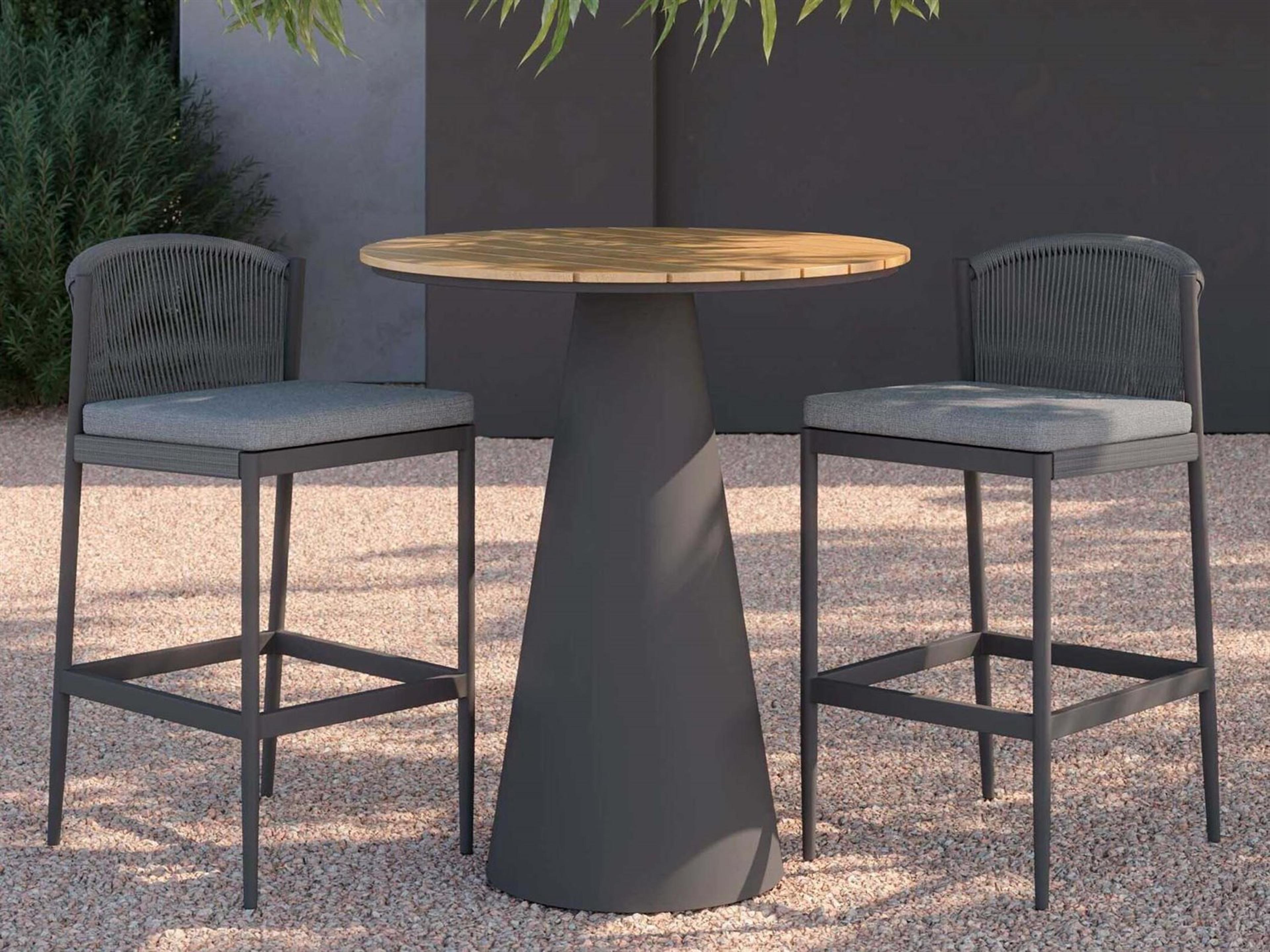Azzurro Living Leon Matte Charcoal Aluminum Round Bar Table