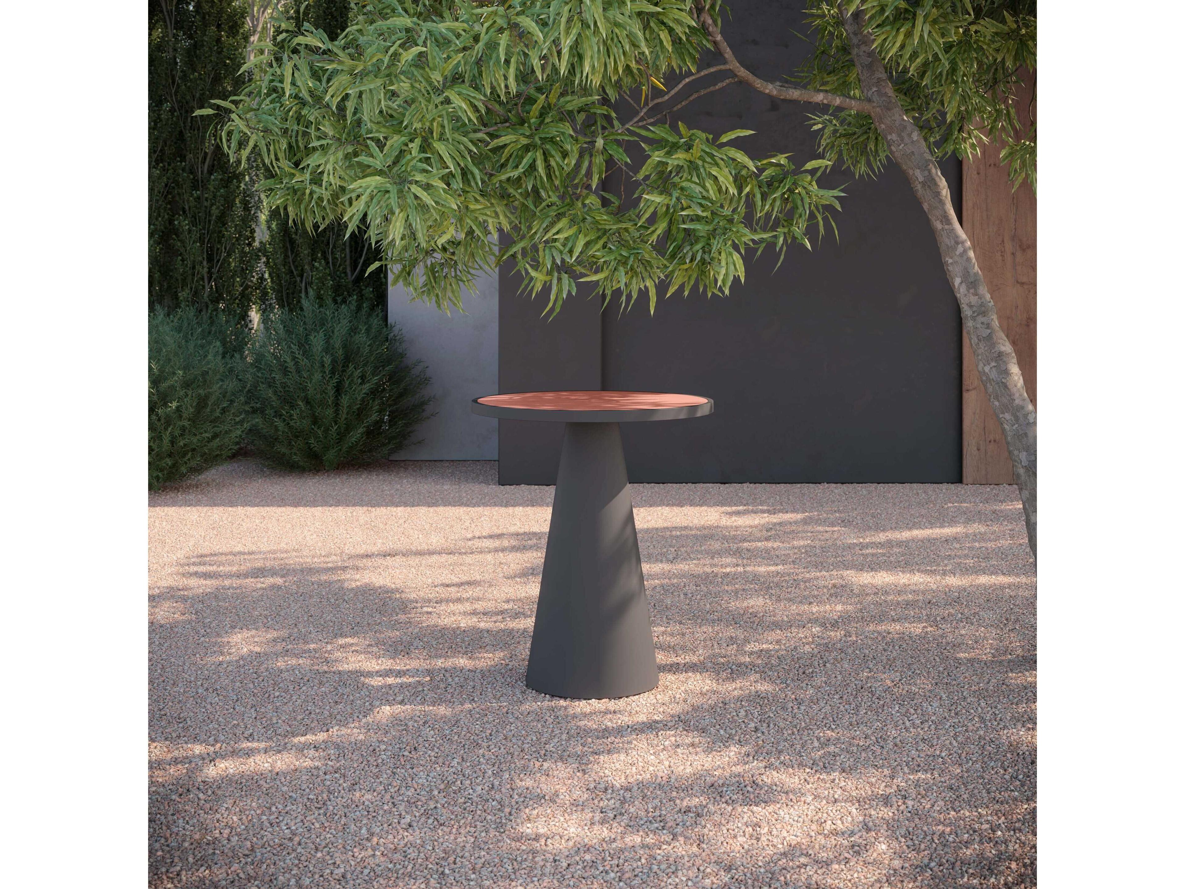 Azzurro Living Leon Matte Charcoal Aluminum Round Bar Table