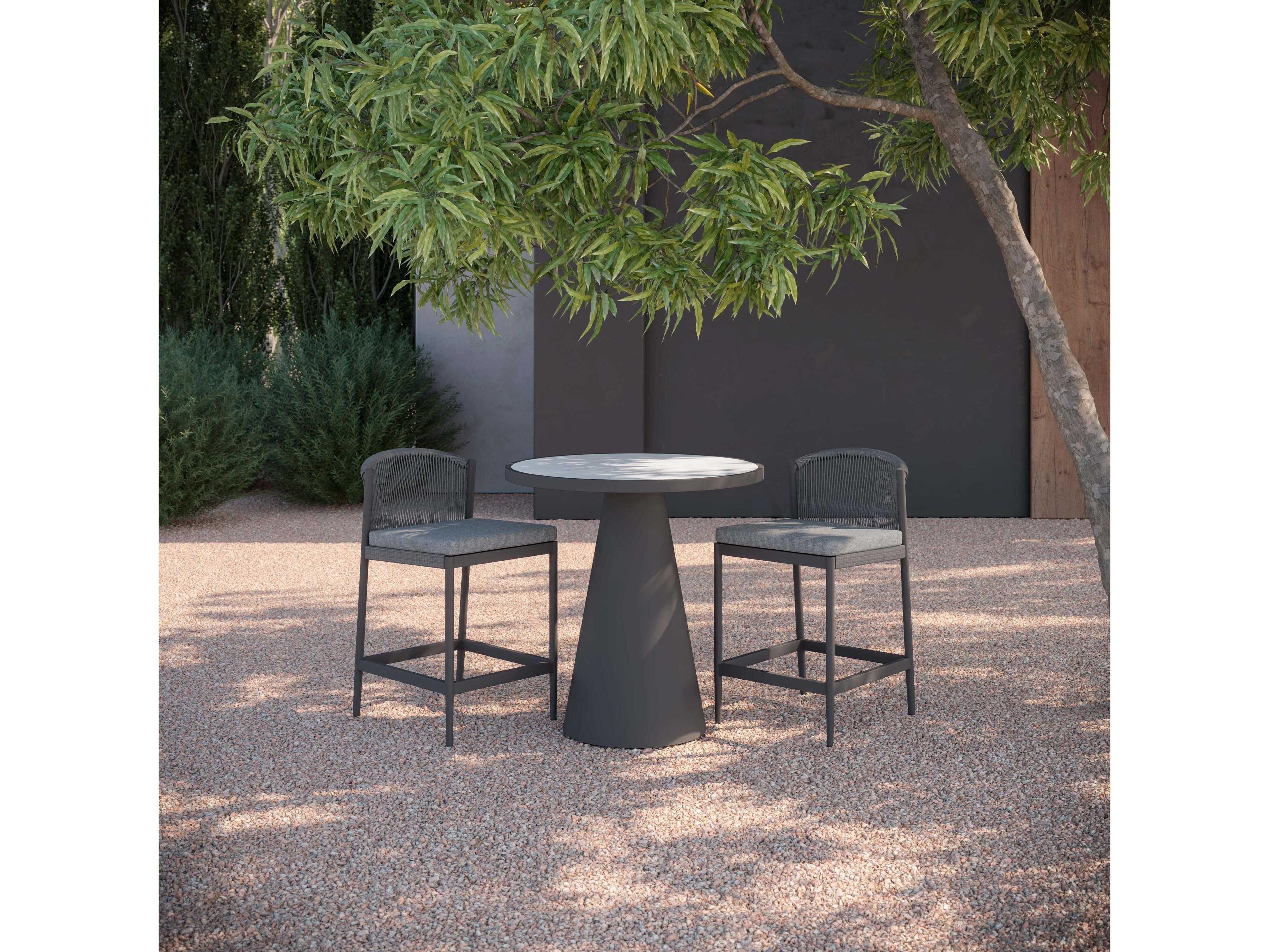 Azzurro Living Leon Matte Charcoal Aluminum Round Counter Table