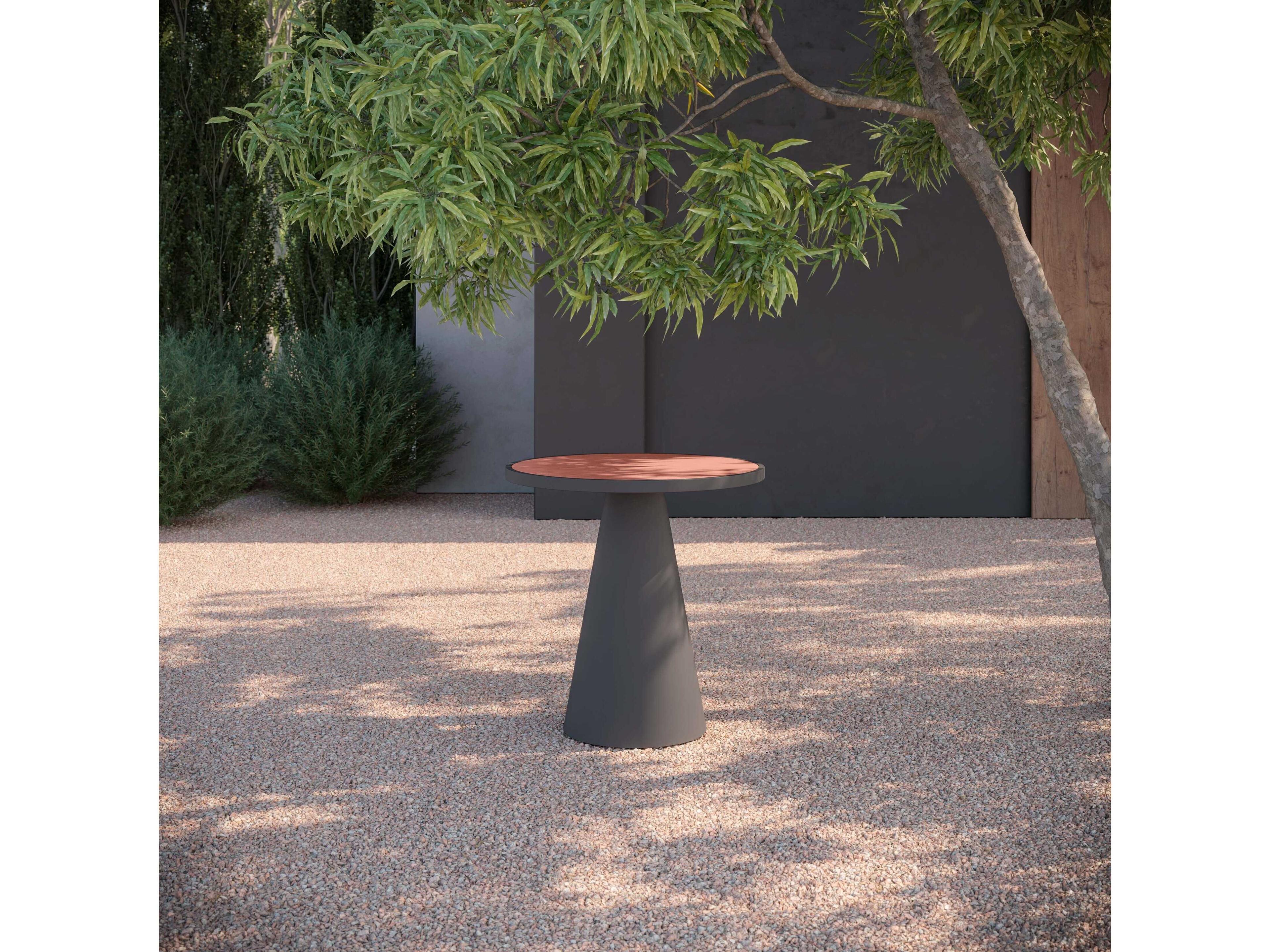 Azzurro Living Leon Matte Charcoal Aluminum Round Counter Table