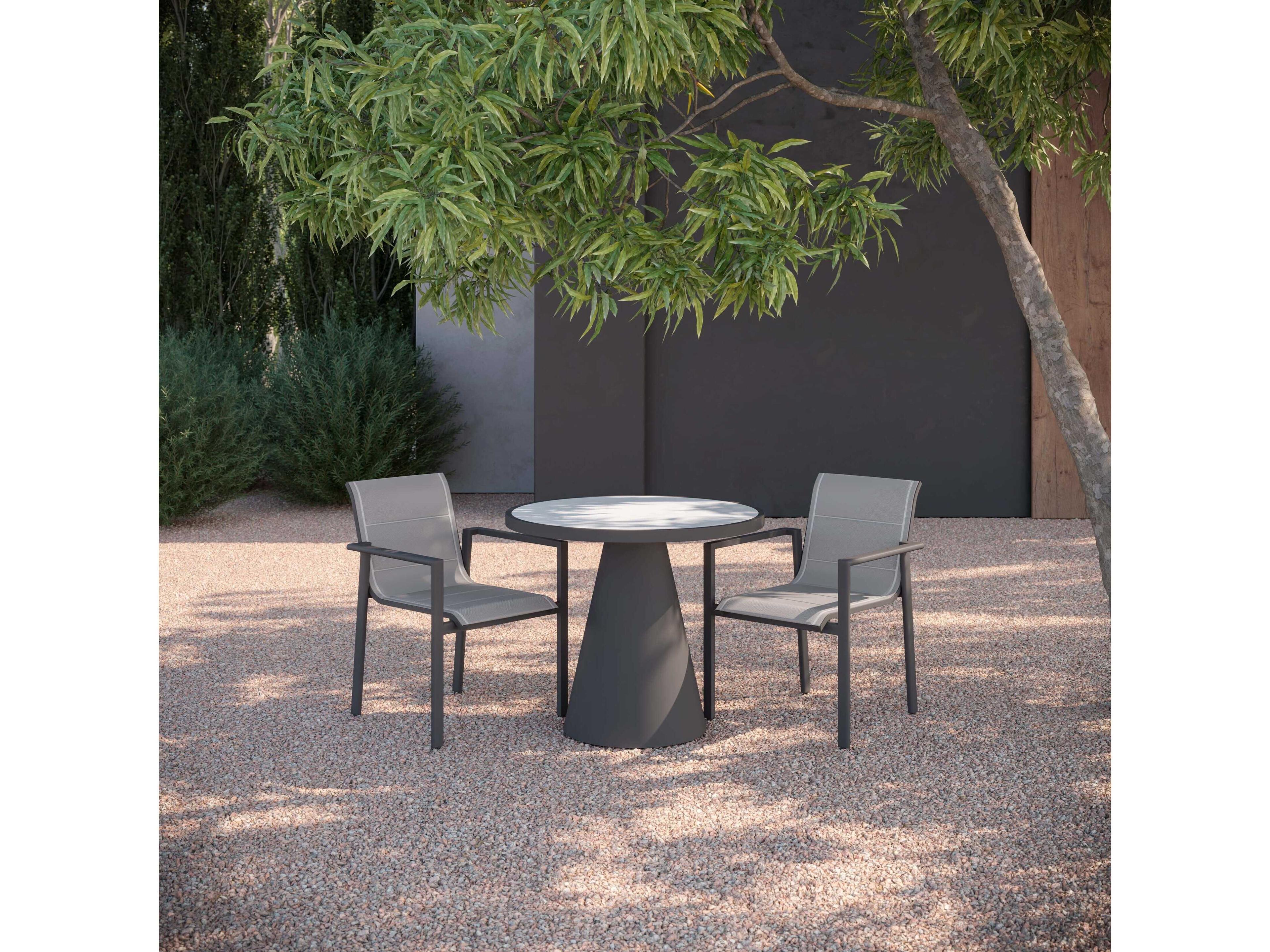 Azzurro Living Leon Matte Charcoal Aluminum Round Dining Table