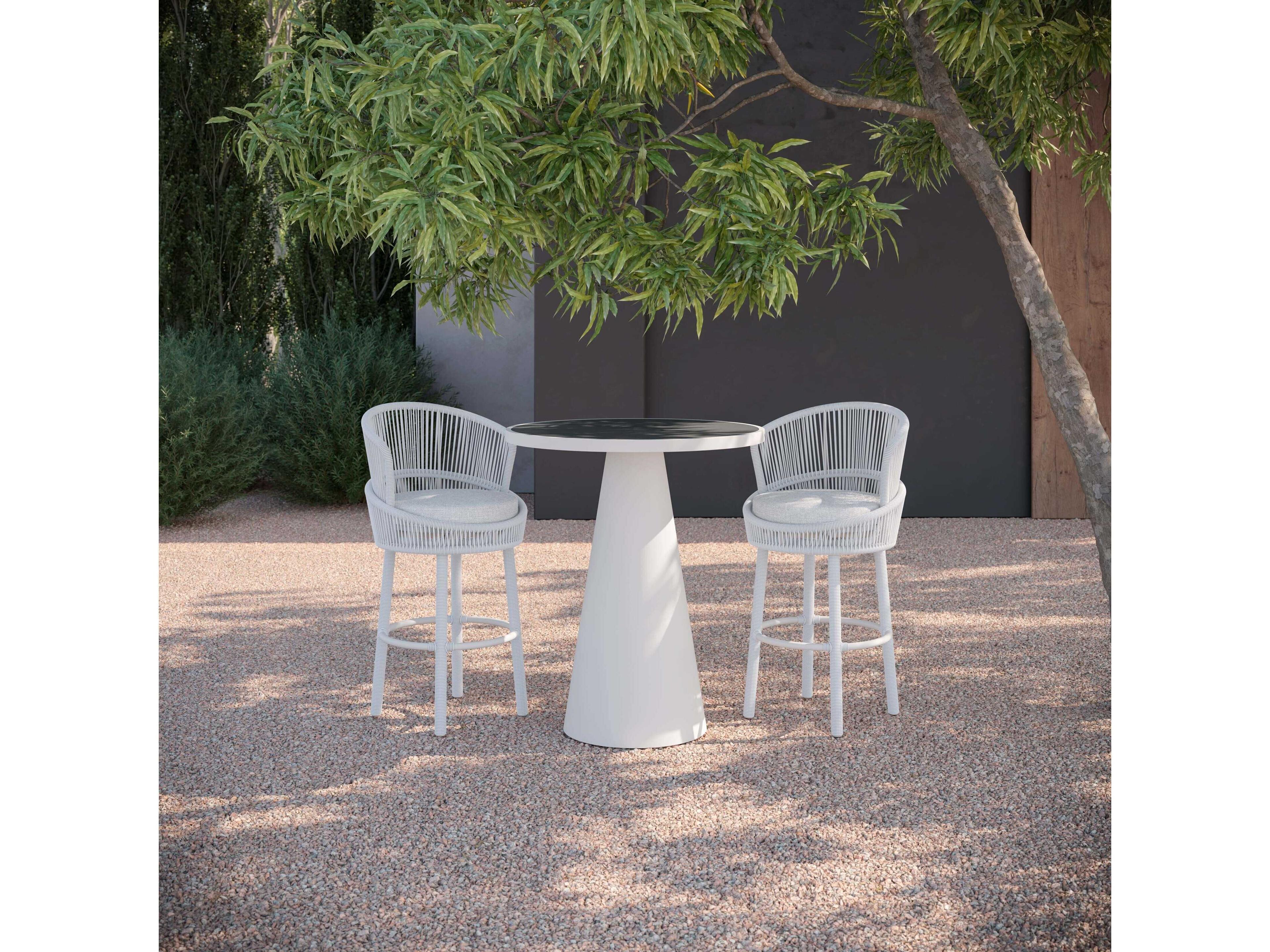 Azzurro Living Leon Matte White Aluminum Round Bar Table