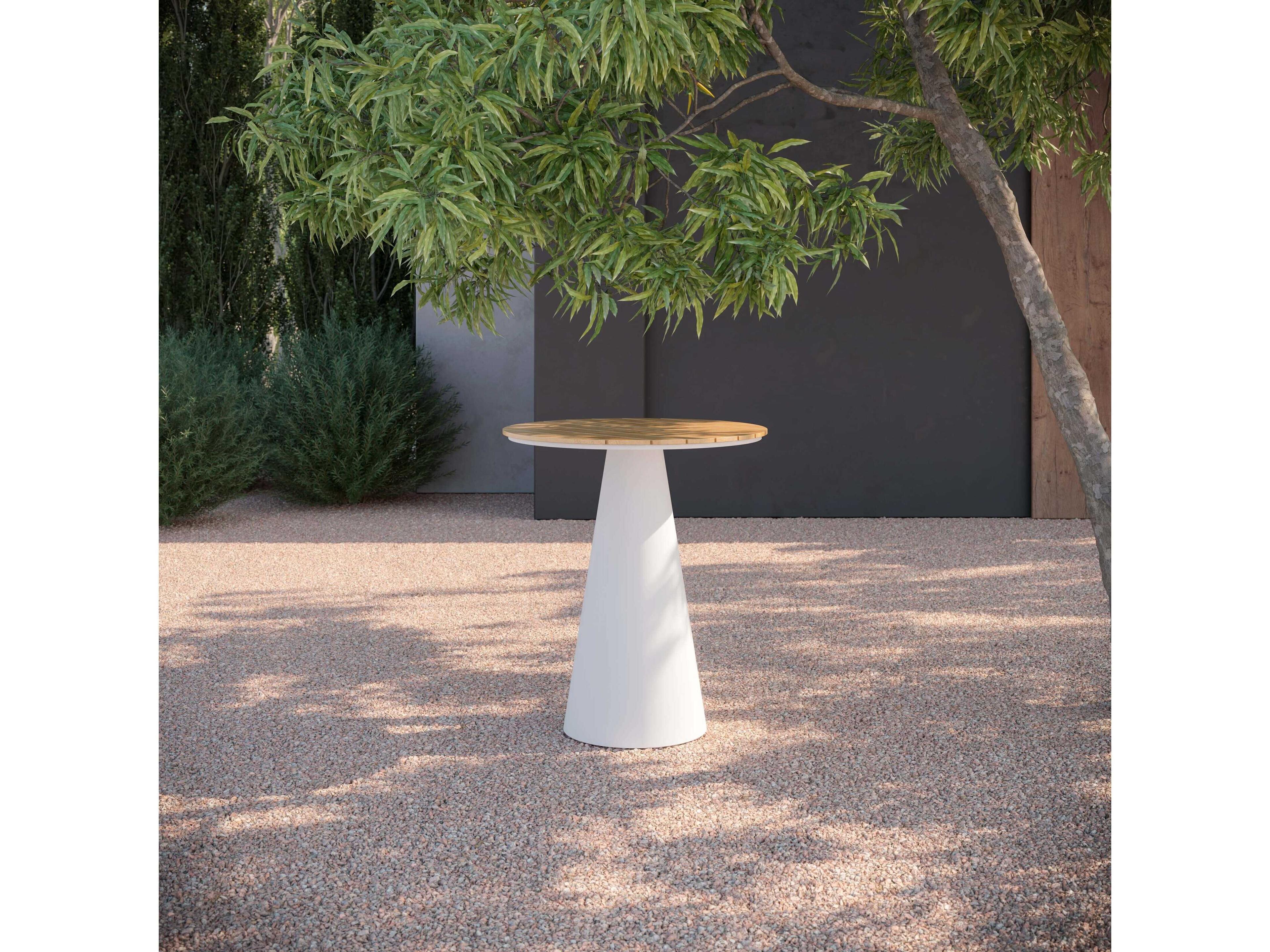 Azzurro Living Leon Matte White Aluminum Round Bar Table