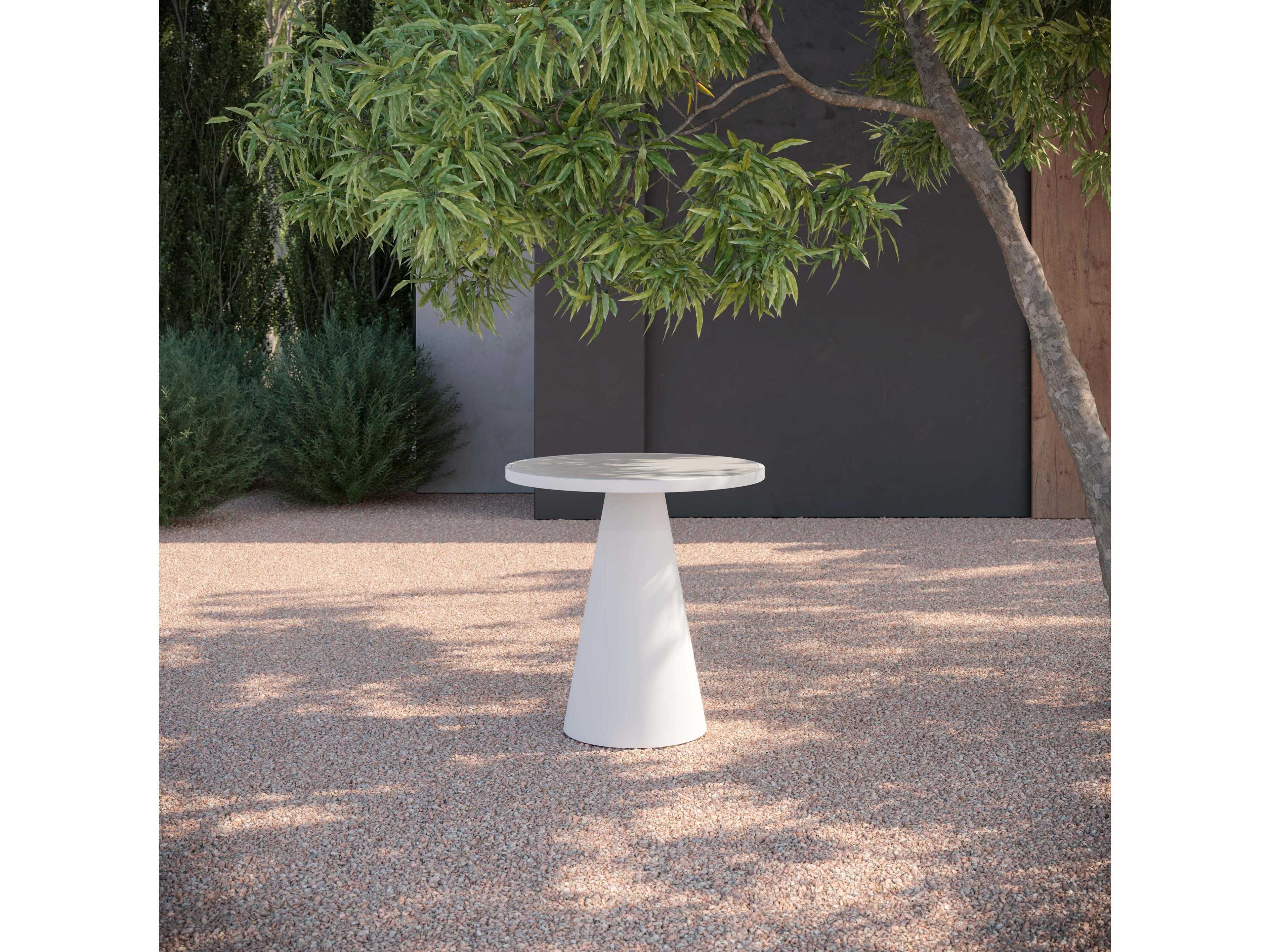 Azzurro Living Leon Matte White Aluminum Round Counter Table