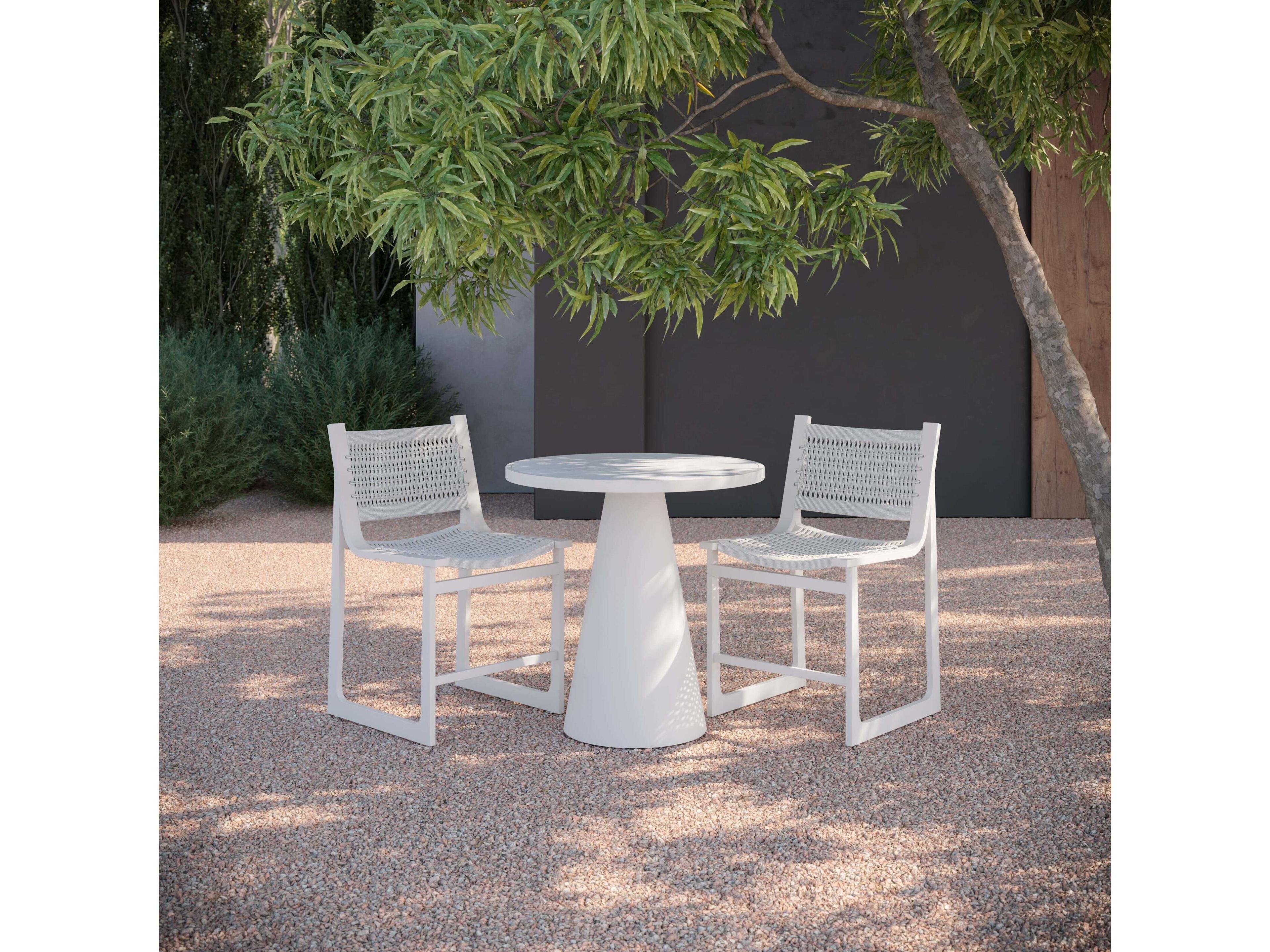 Azzurro Living Leon Matte White Aluminum Round Counter Table