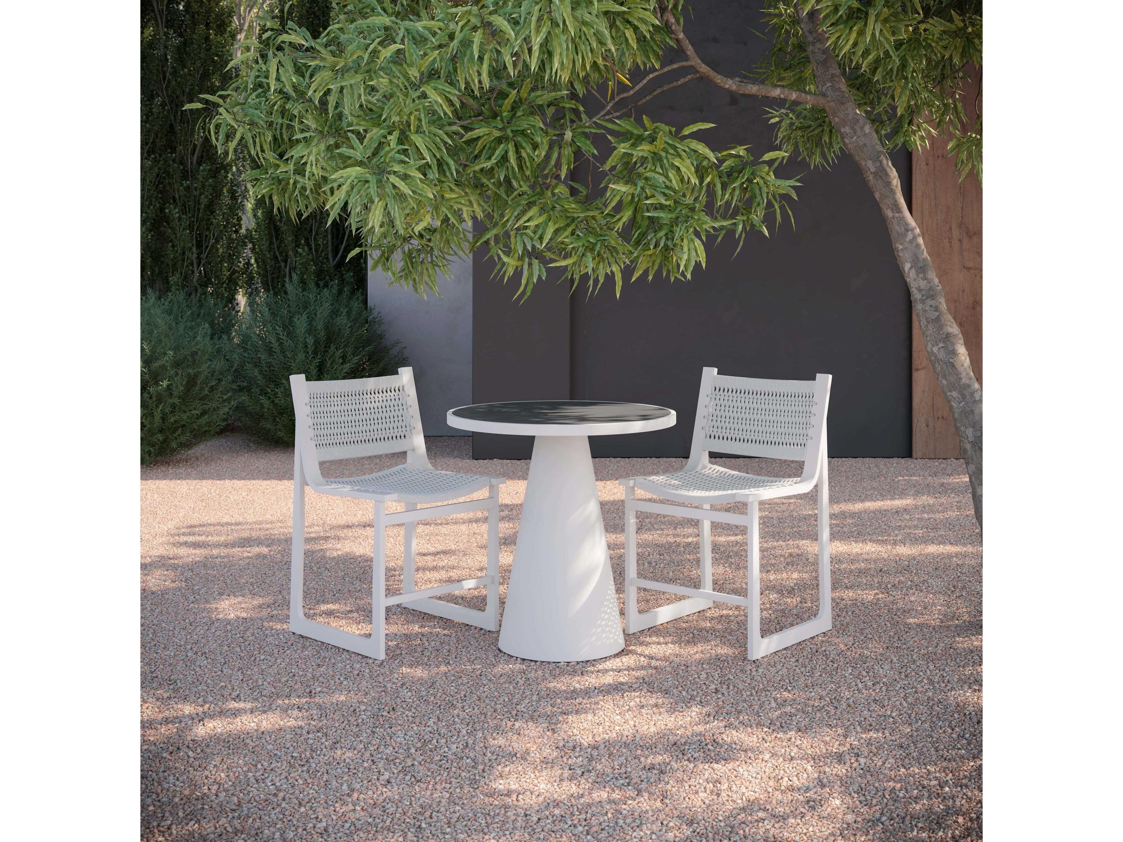 Azzurro Living Leon Matte White Aluminum Round Counter Table