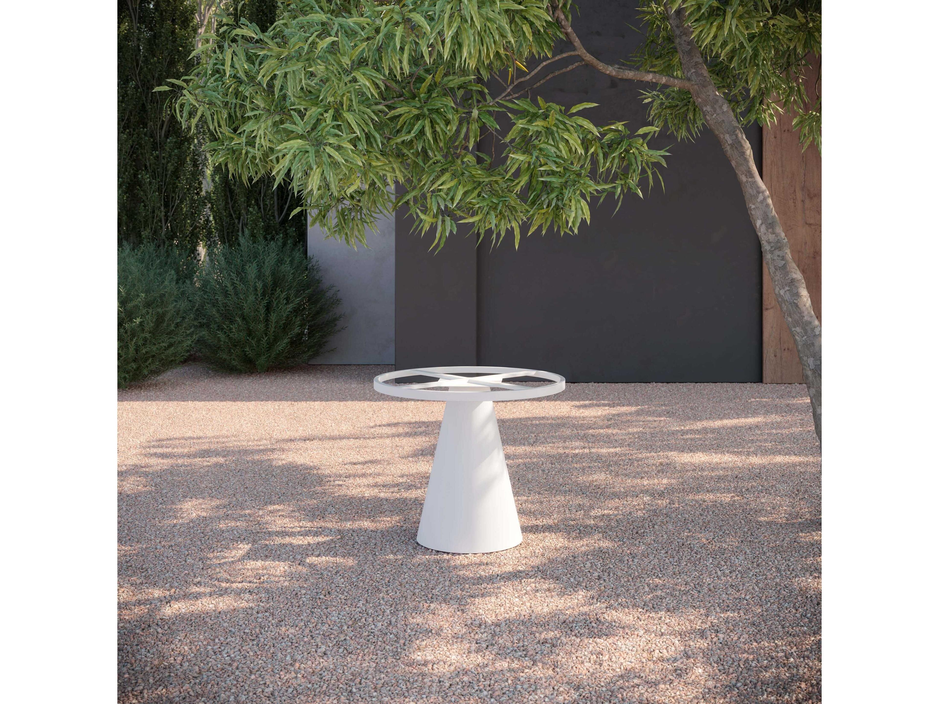 Azzurro Living Leon Matte White Aluminum Round Dining Table