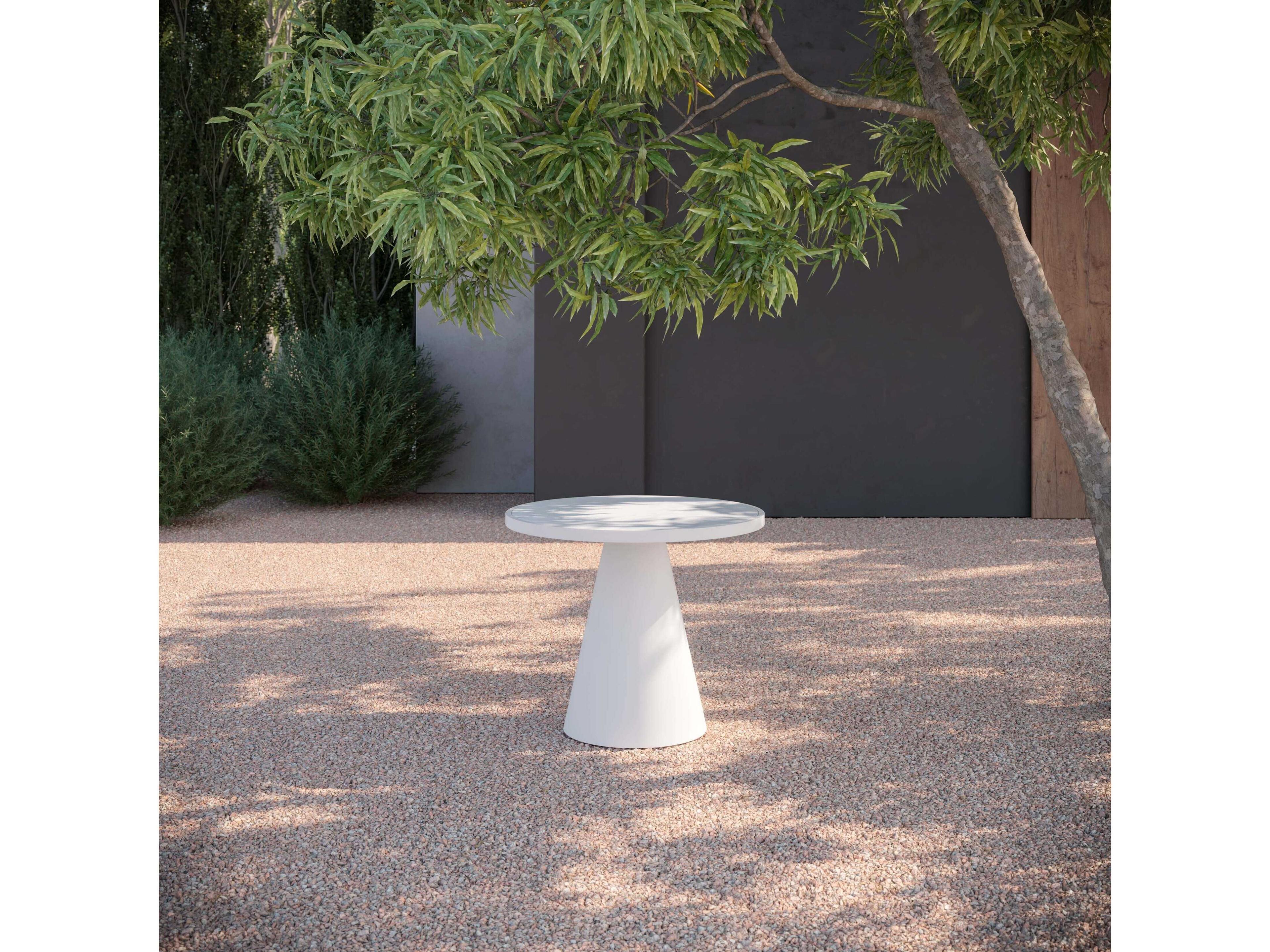 Azzurro Living Leon Matte White Aluminum Round Dining Table