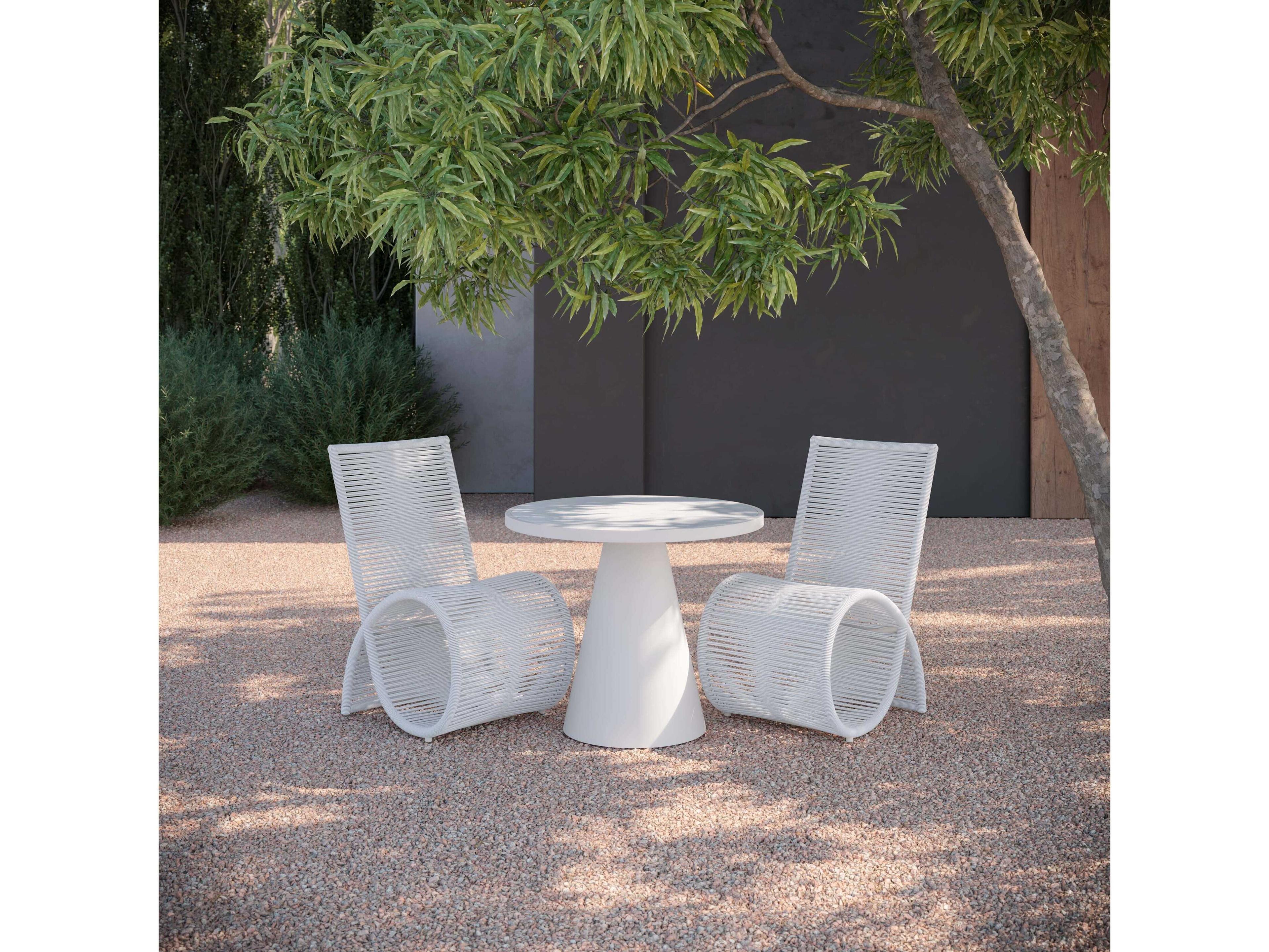 Azzurro Living Leon Matte White Aluminum Round Dining Table