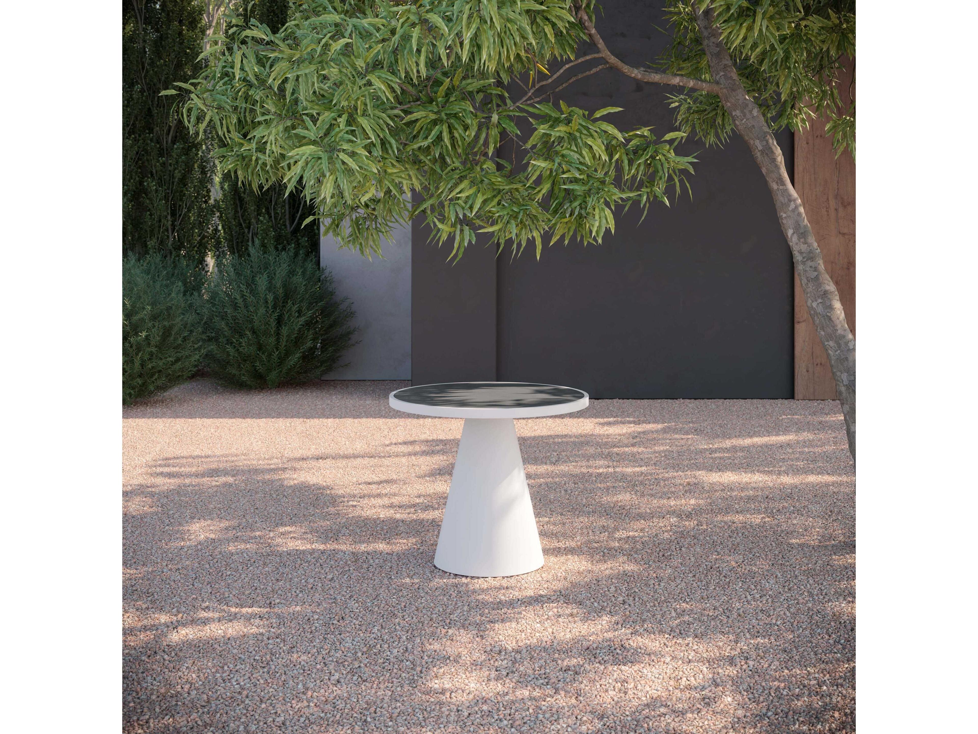 Azzurro Living Leon Matte White Aluminum Round Dining Table