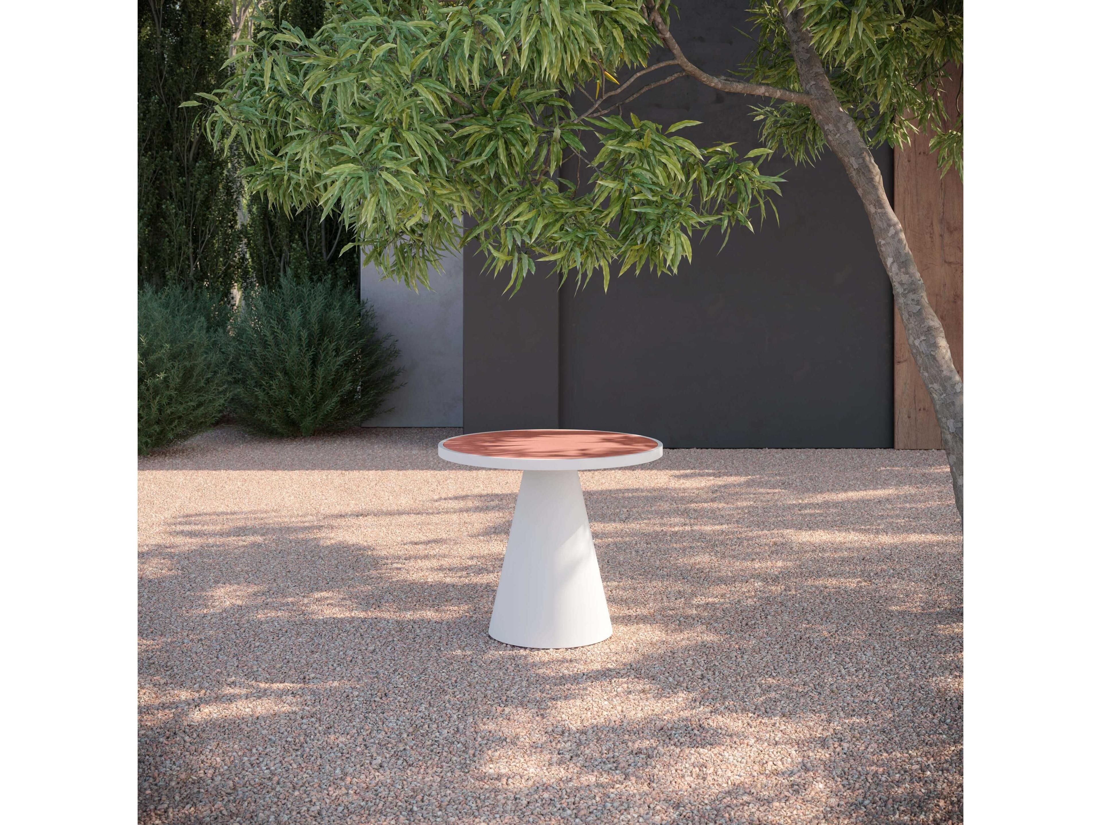 Azzurro Living Leon Matte White Aluminum Round Dining Table