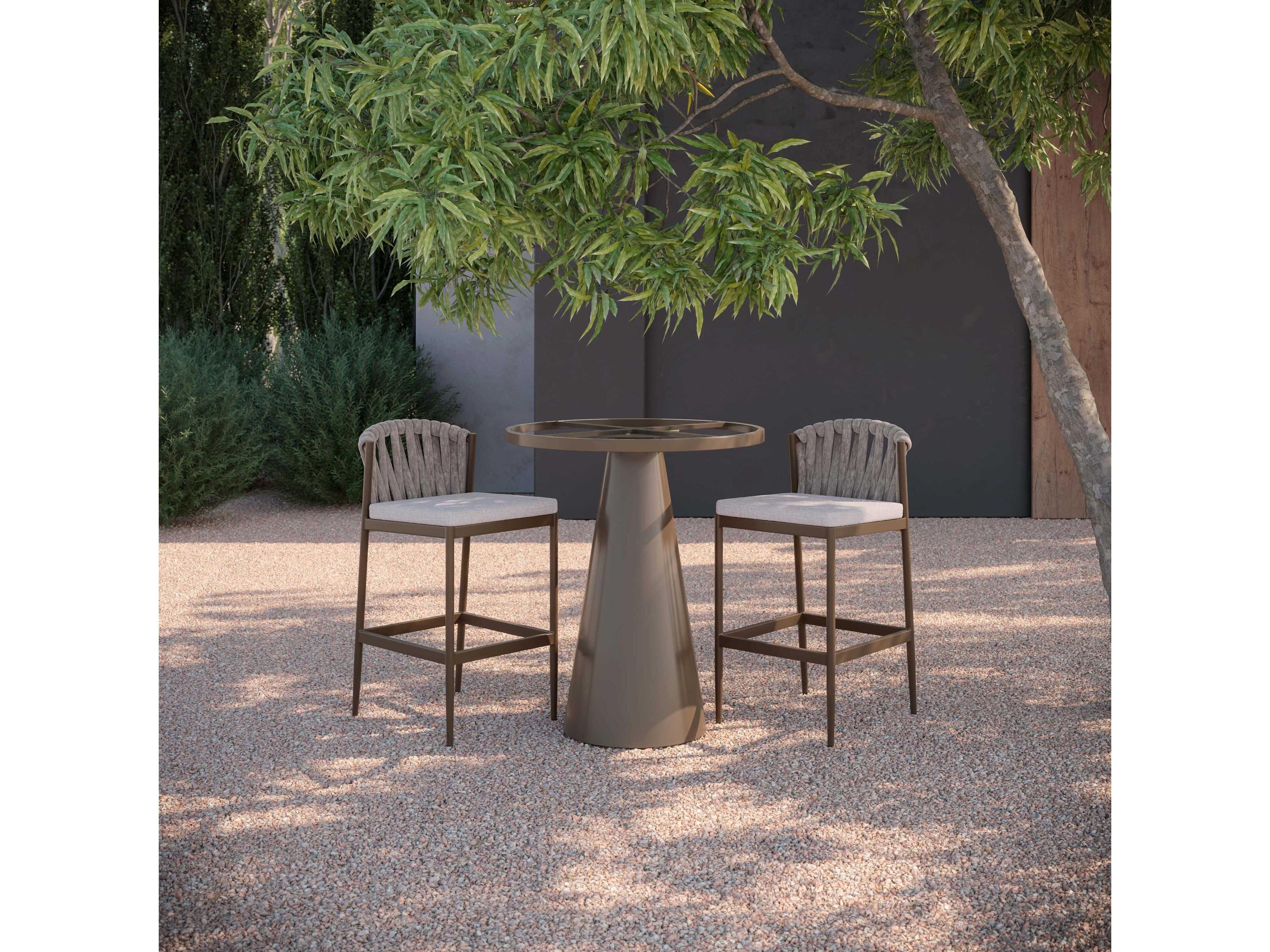 Azzurro Living Leon Matte Bronze Aluminum Round Bar Table