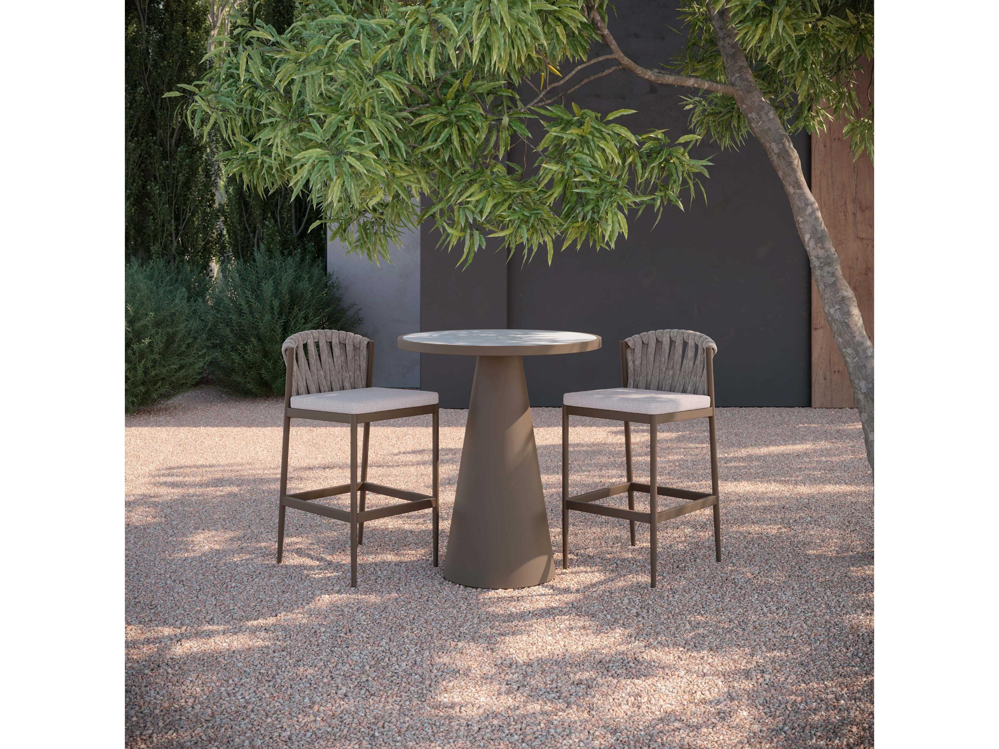 Azzurro Living Leon Matte Bronze Aluminum Round Bar Table