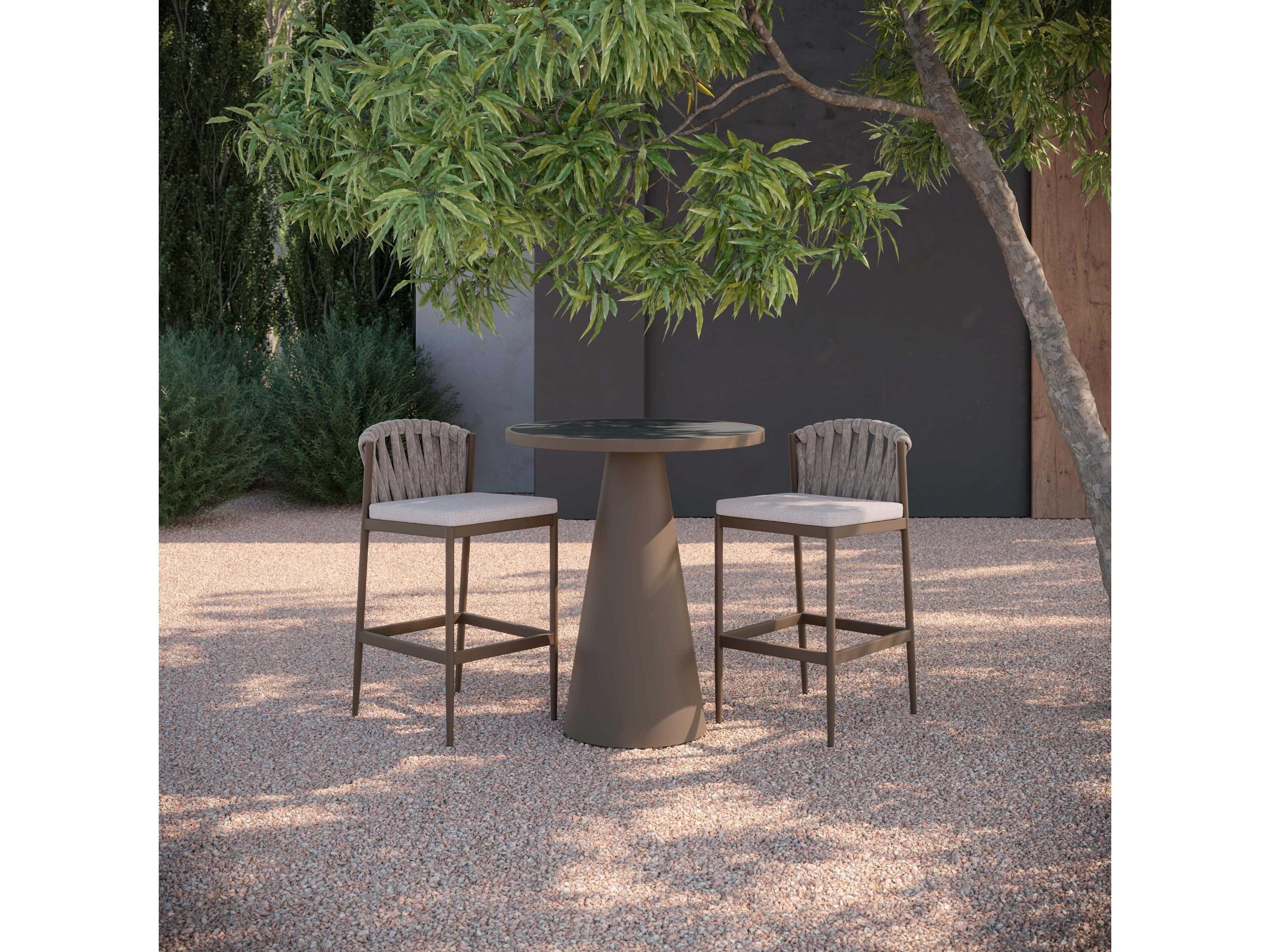 Azzurro Living Leon Matte Bronze Aluminum Round Bar Table