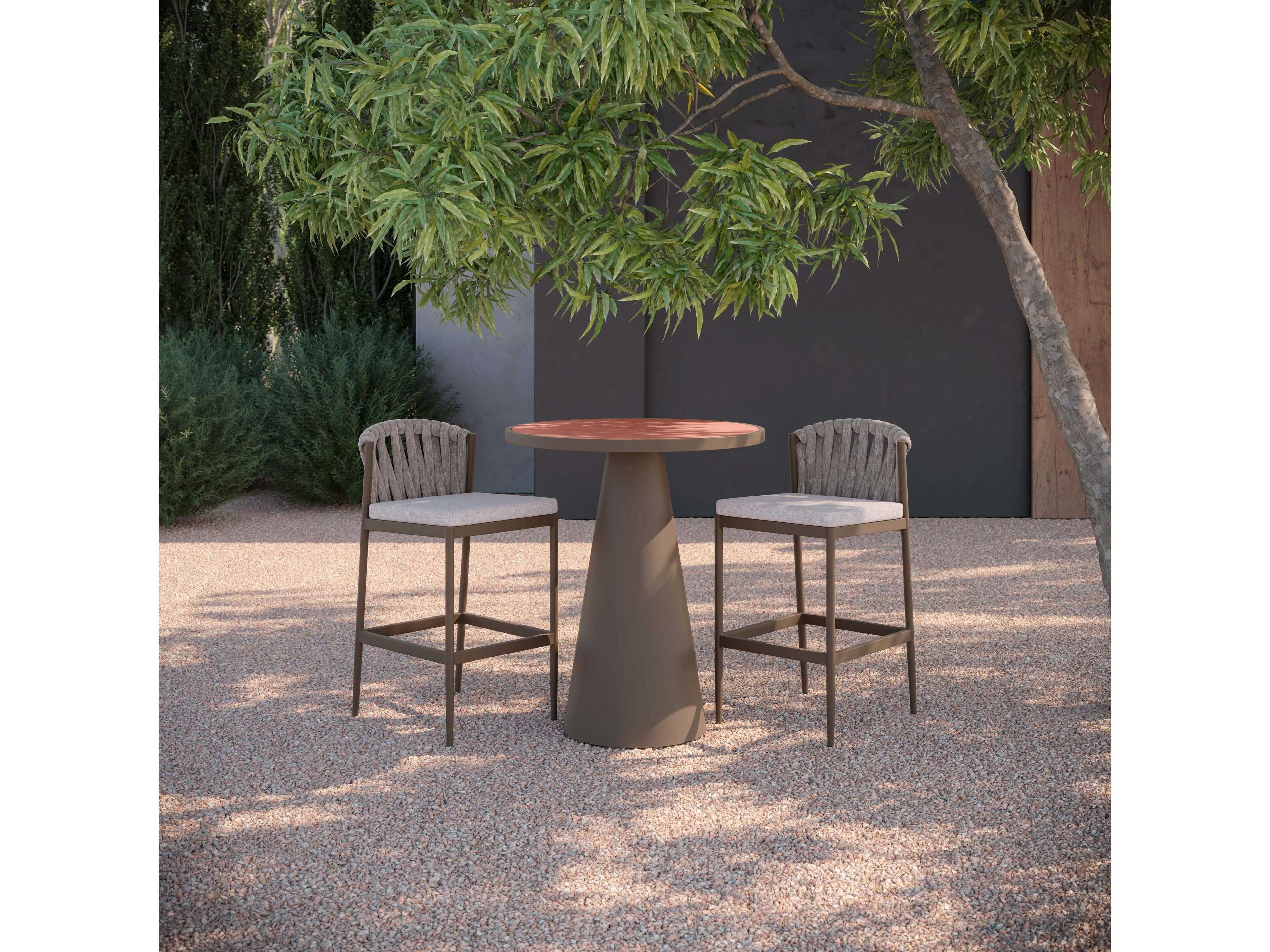Azzurro Living Leon Matte Bronze Aluminum Round Bar Table