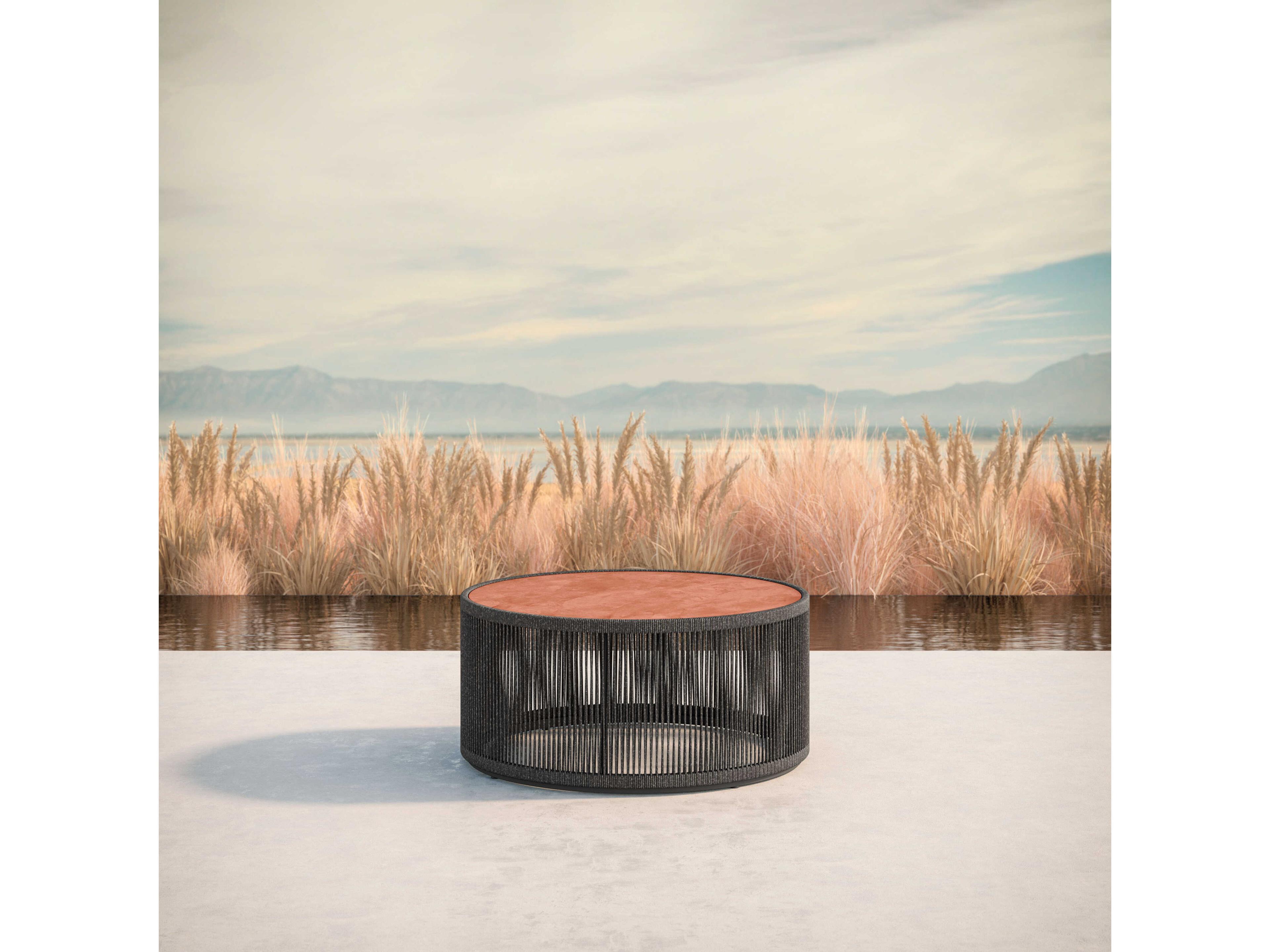 Azzurro Living Malta Pebble All-weather Textelene Rope Round Coffee Table
