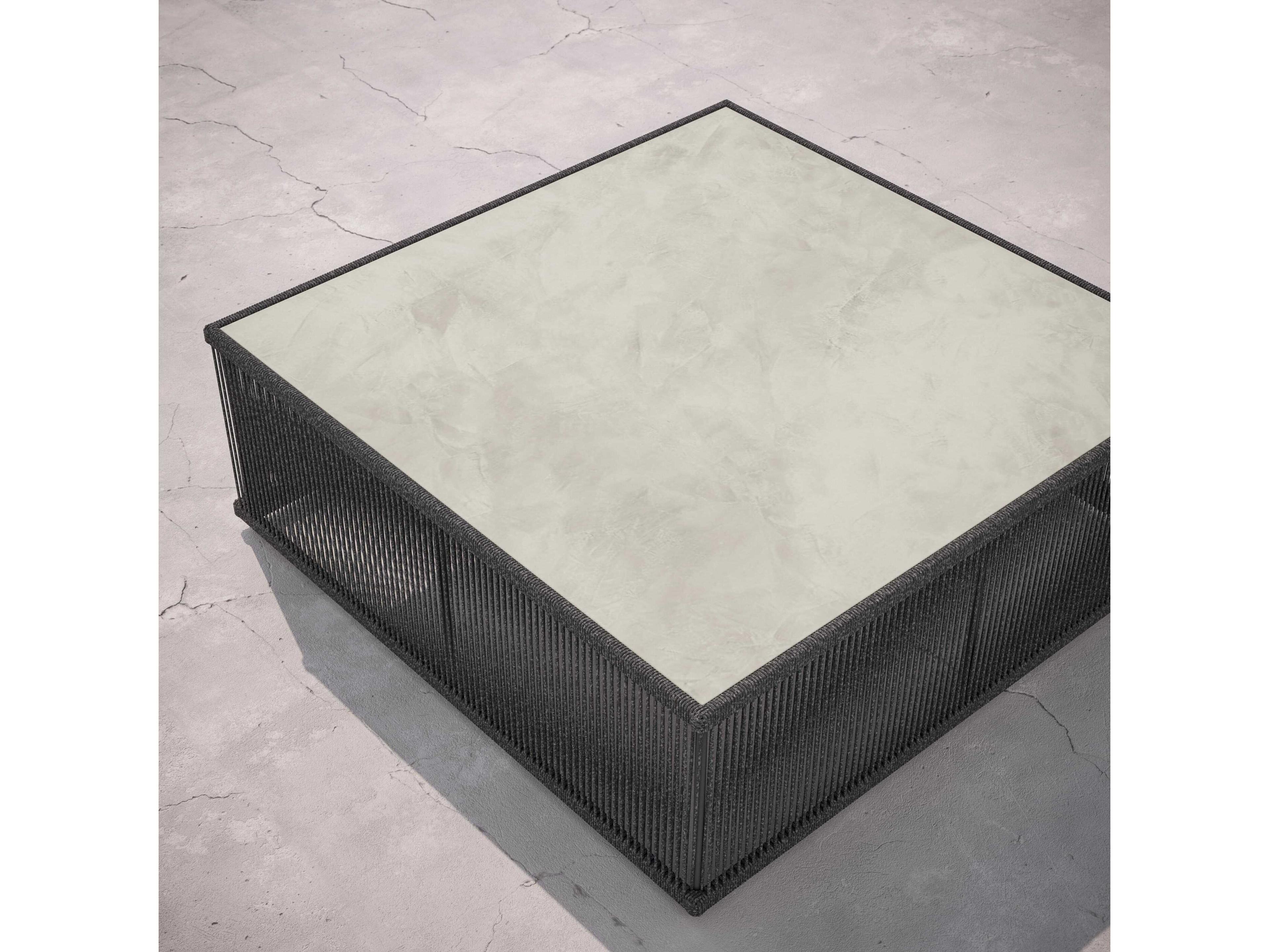 Azzurro Living Malta Pebble All-weather Textelene Rope Square Coffee Table