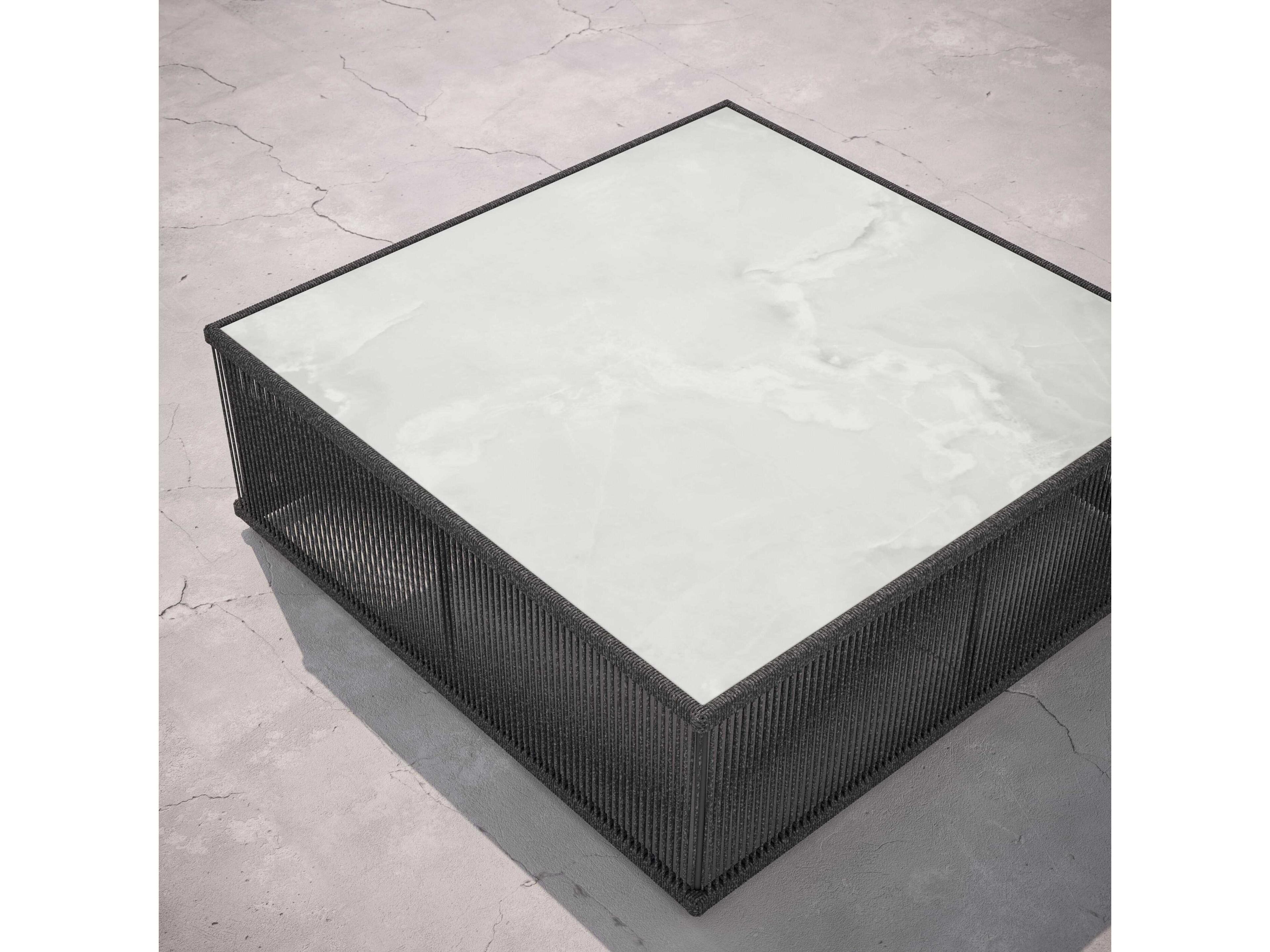 Azzurro Living Malta Pebble All-weather Textelene Rope Square Coffee Table
